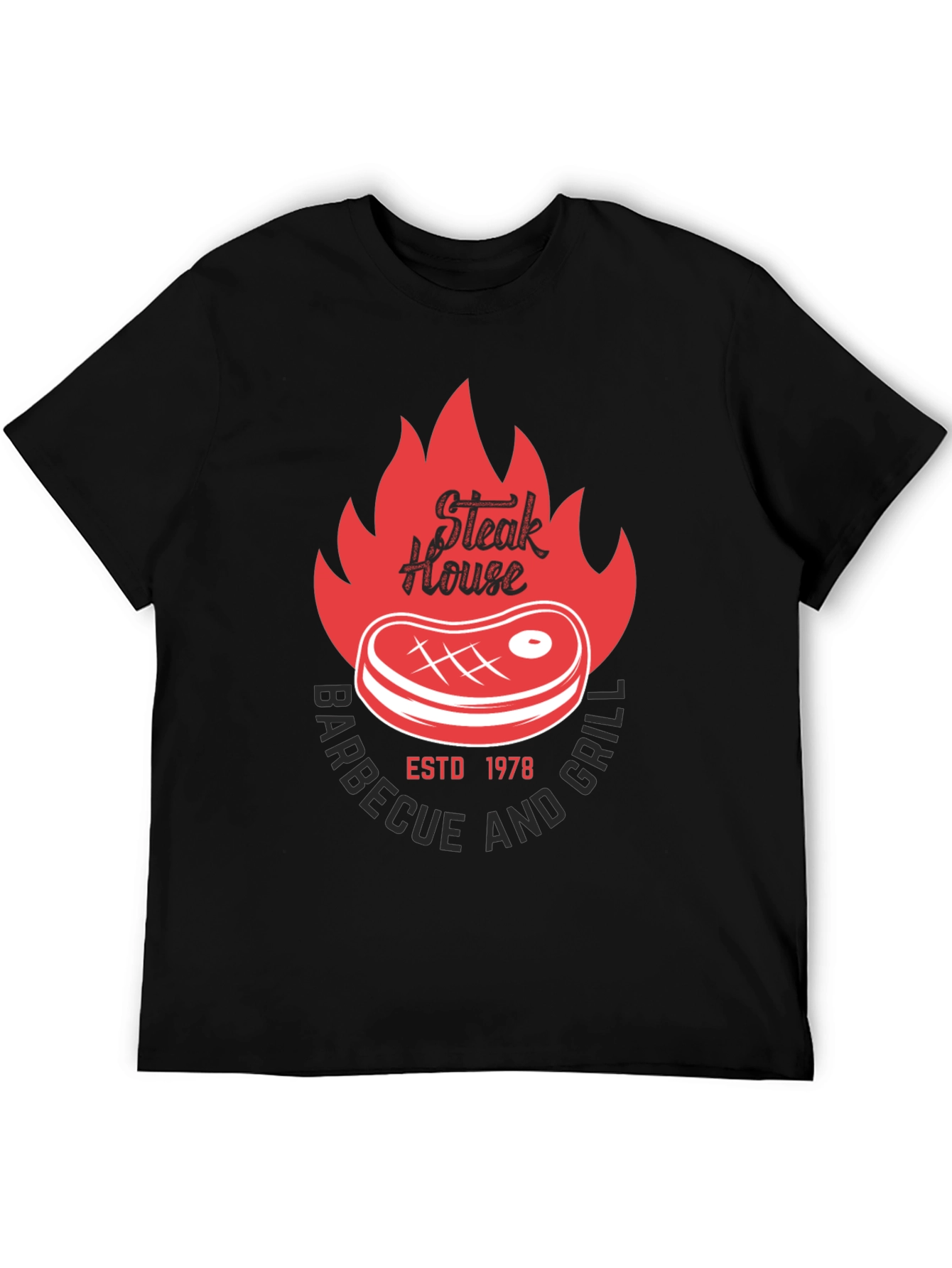 Black Steak House BBQ & Grill T-Shirt view 5