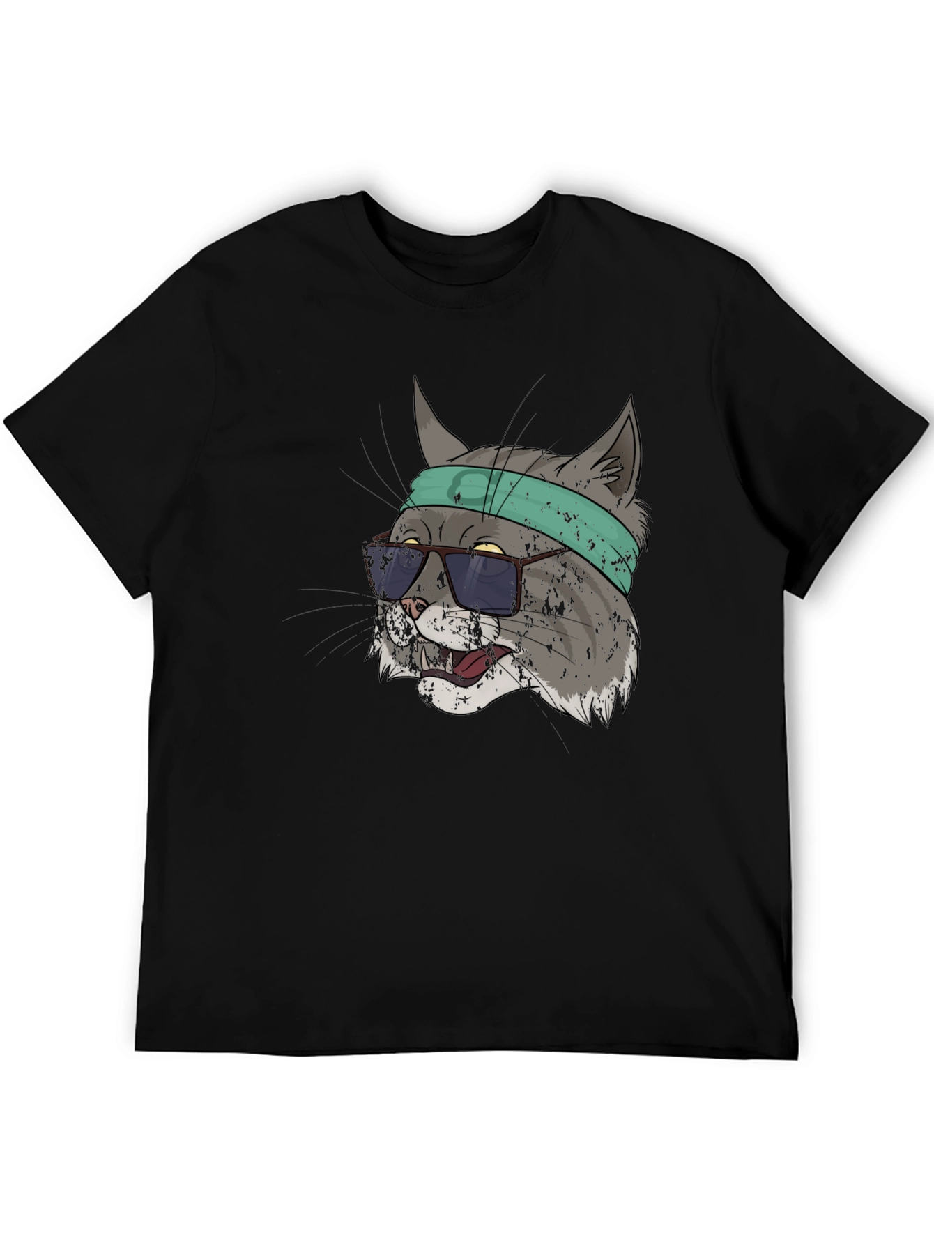 Black Cool Cat Graphic Tee - Unisex Black T-Shirt view 5