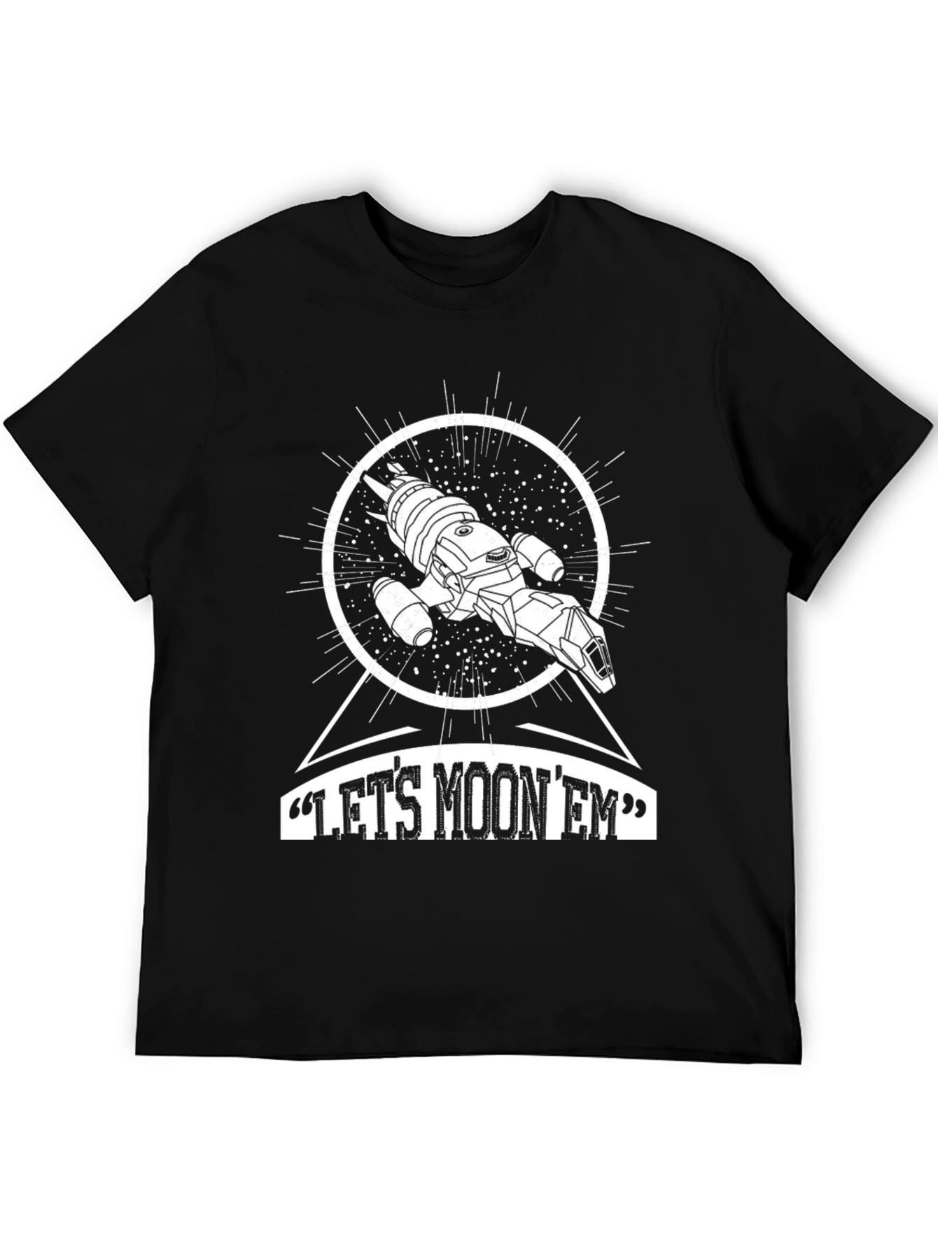 Black Let's Moon 'Em T-Shirt - Sci-Fi Graphic Tee view 5