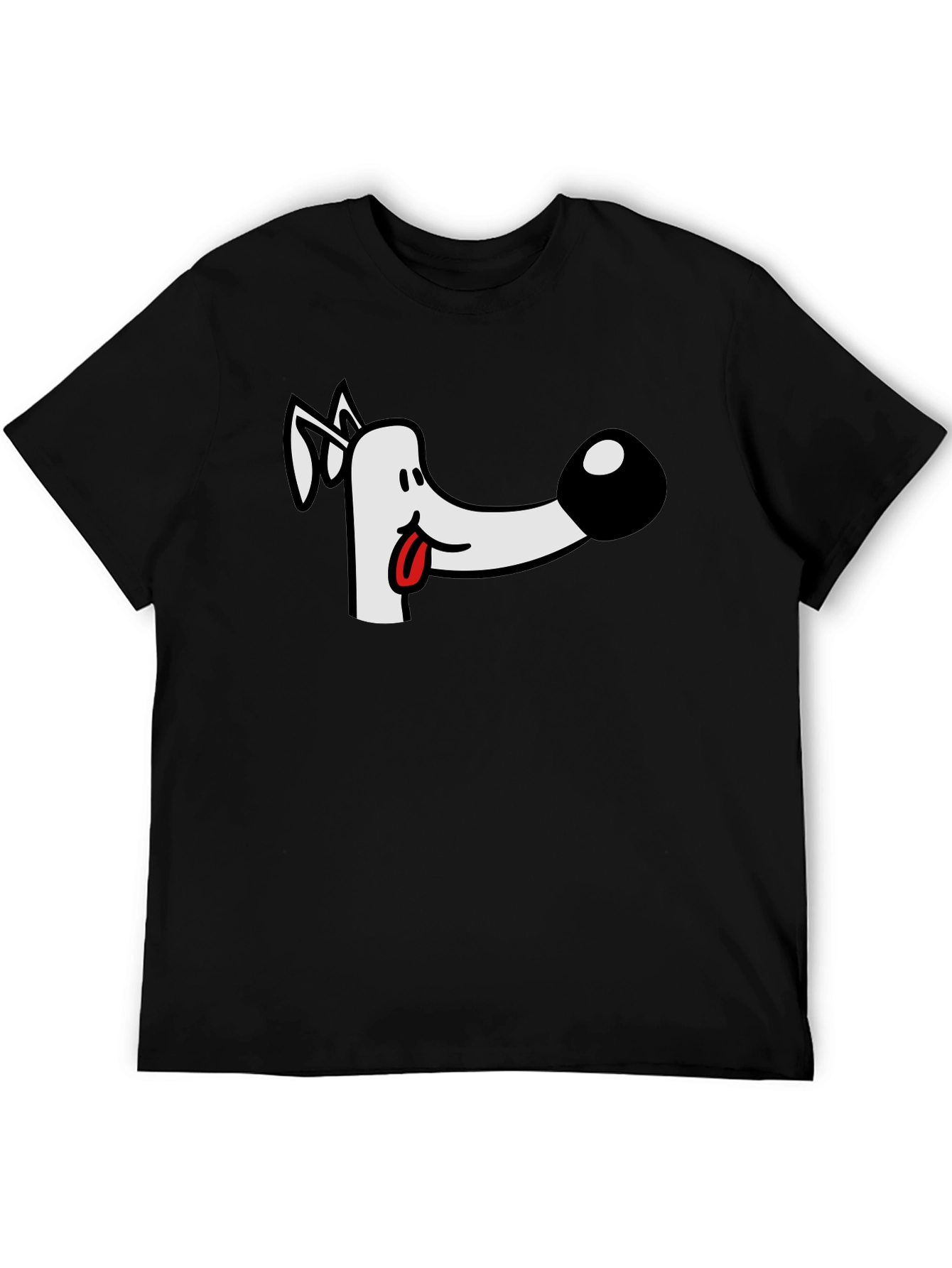 Black Cartoon Dog Graphic Tee - Black Cotton T-Shirt view 5