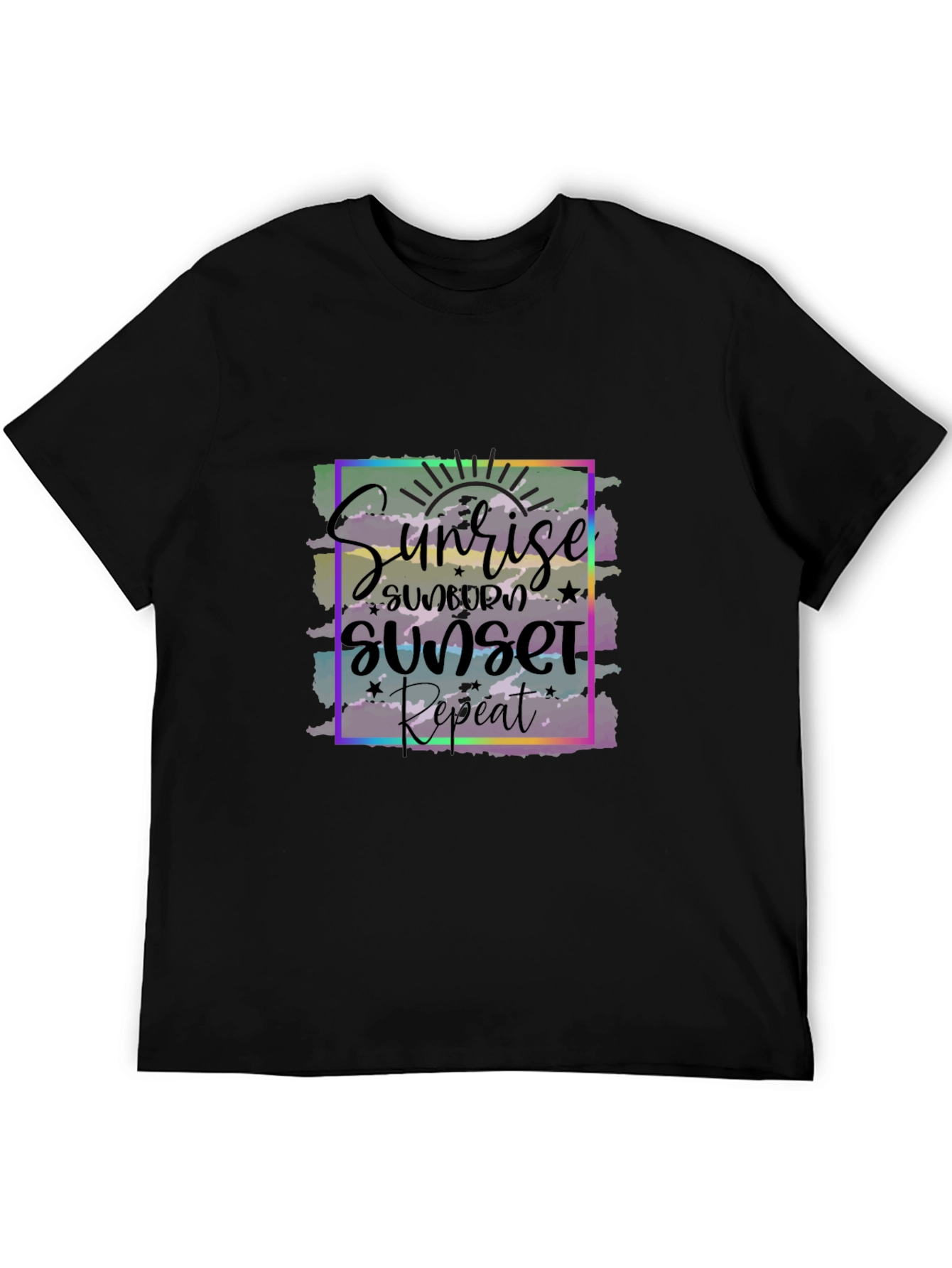Black Sunrise Sunset Repeat Graphic Tee view 5