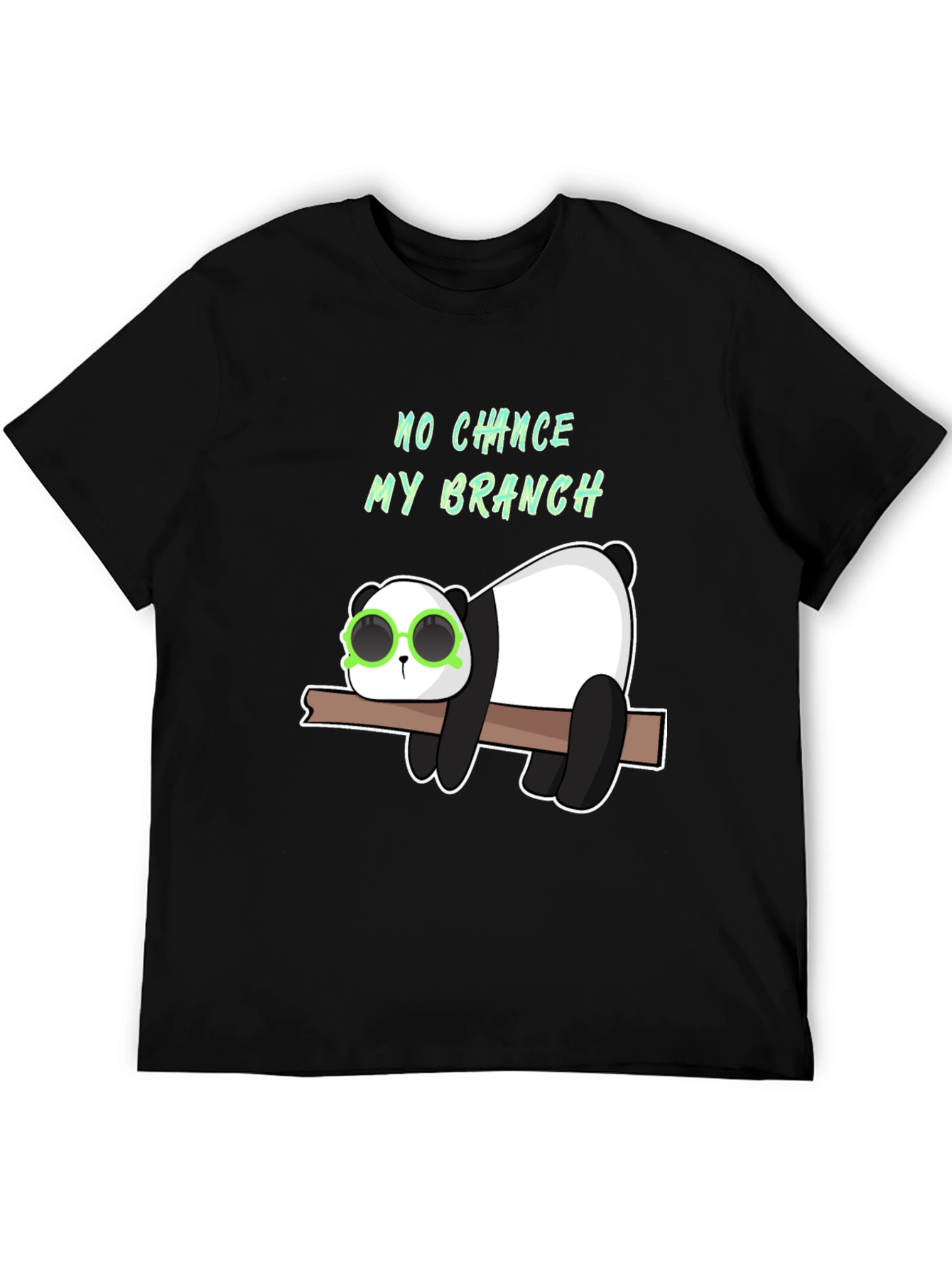 Black Lazy Panda on Branch Graphic T-Shirt view 5