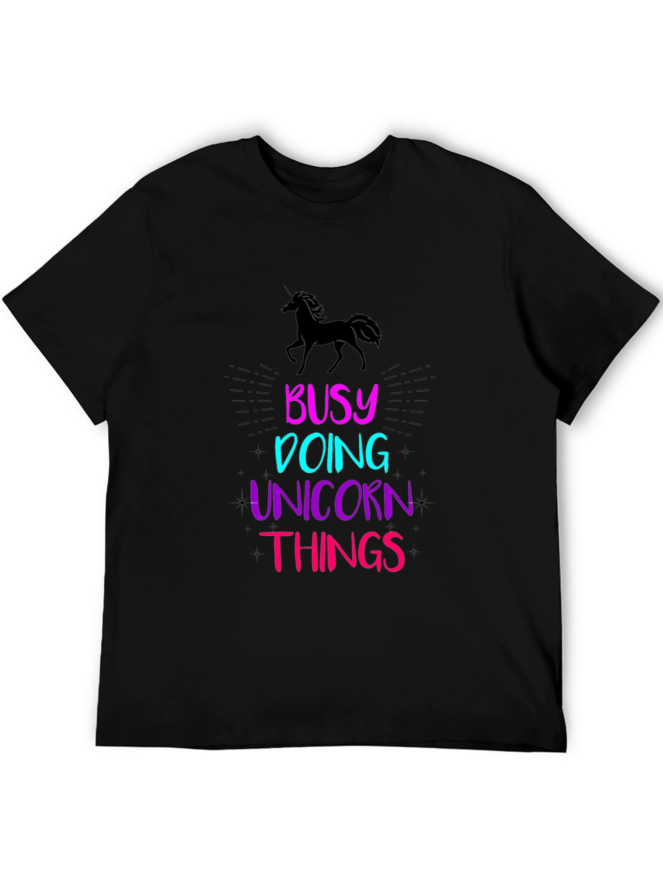 Black Busy Doing Unicorn Things Graphic Tee view 5