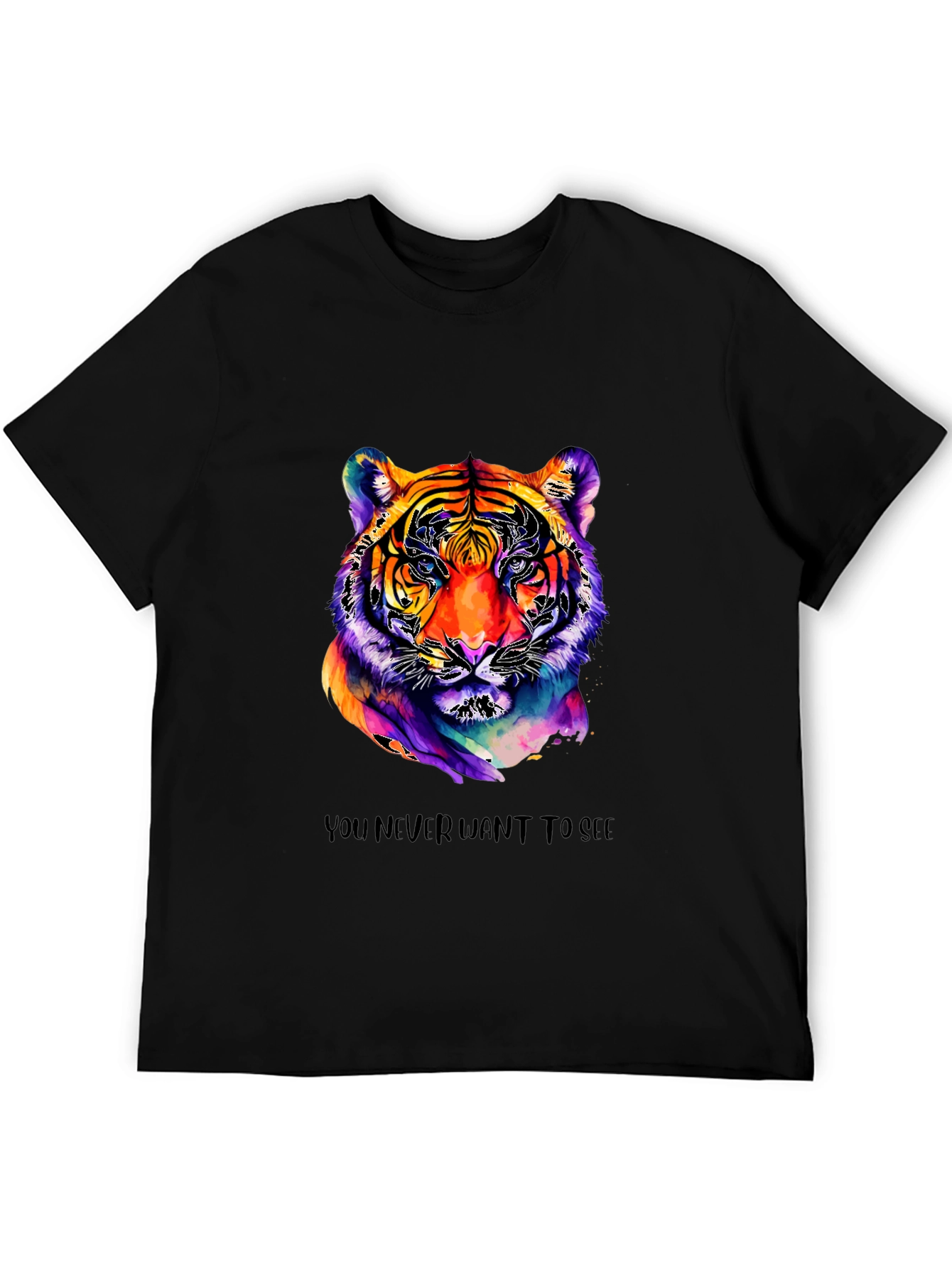 Black Vibrant Tiger Graphic Tee - Unique Artistic Design view 5