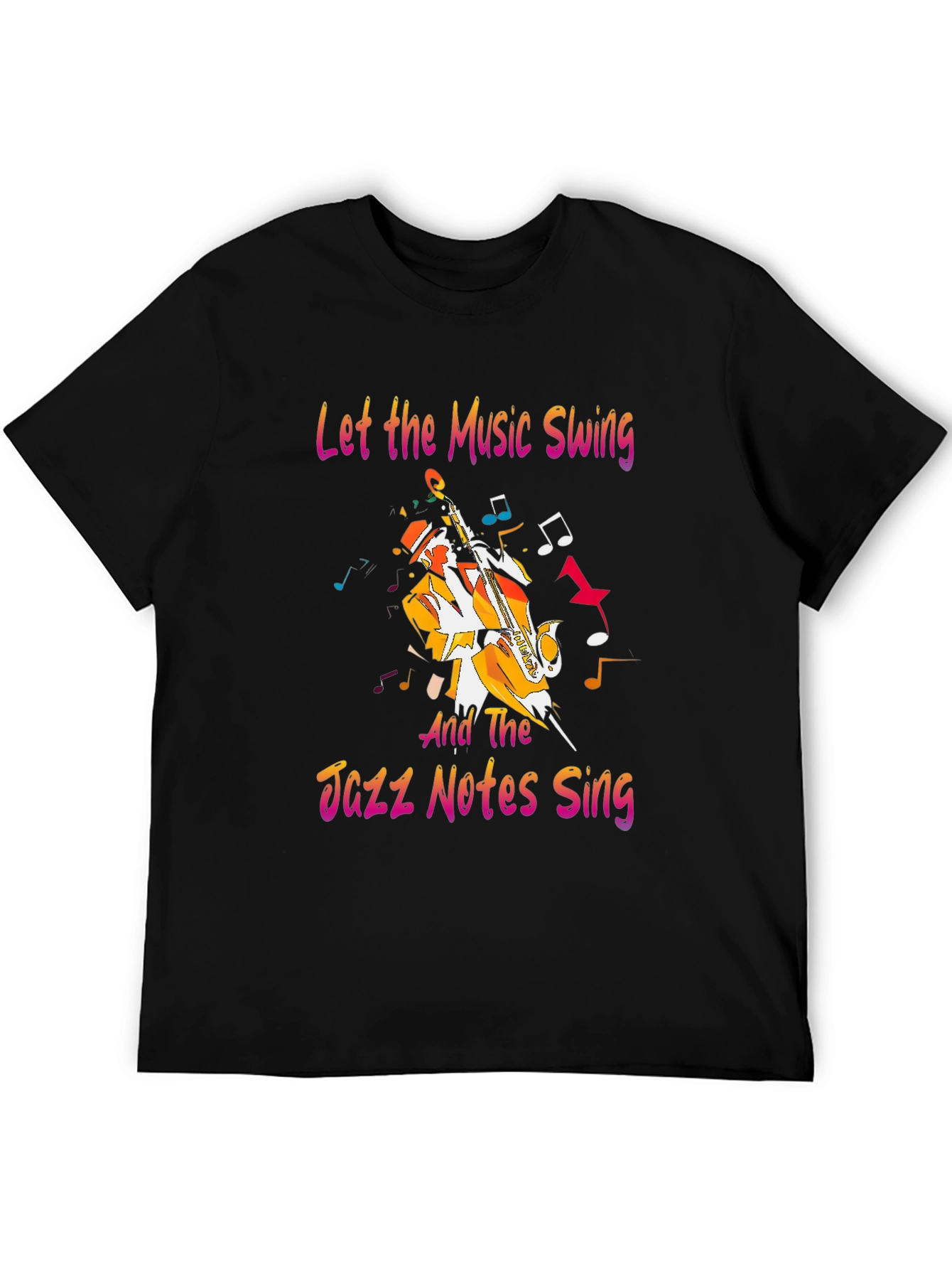 Black Jazz Music T-Shirt - Let the Music Swing Graphic Tee view 5