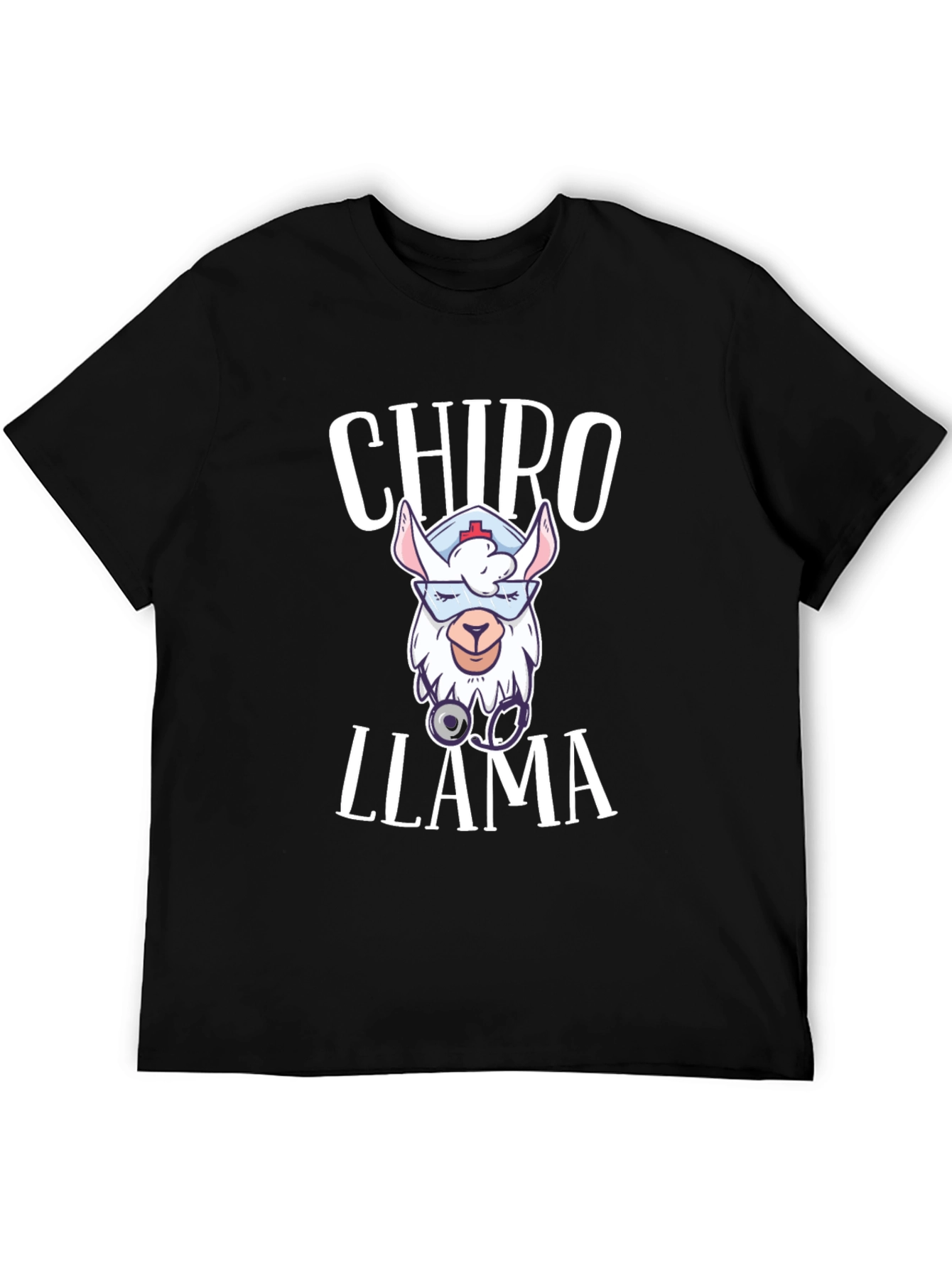 Black Chiro Llama T-Shirt - Cute Chiropractor Gift view 5