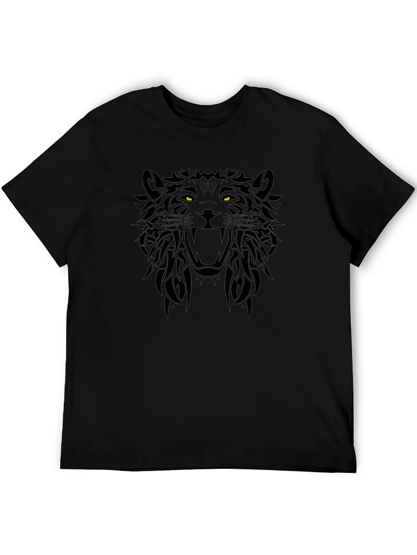 Black Tribal Tiger Graphic Black T-Shirt view 5