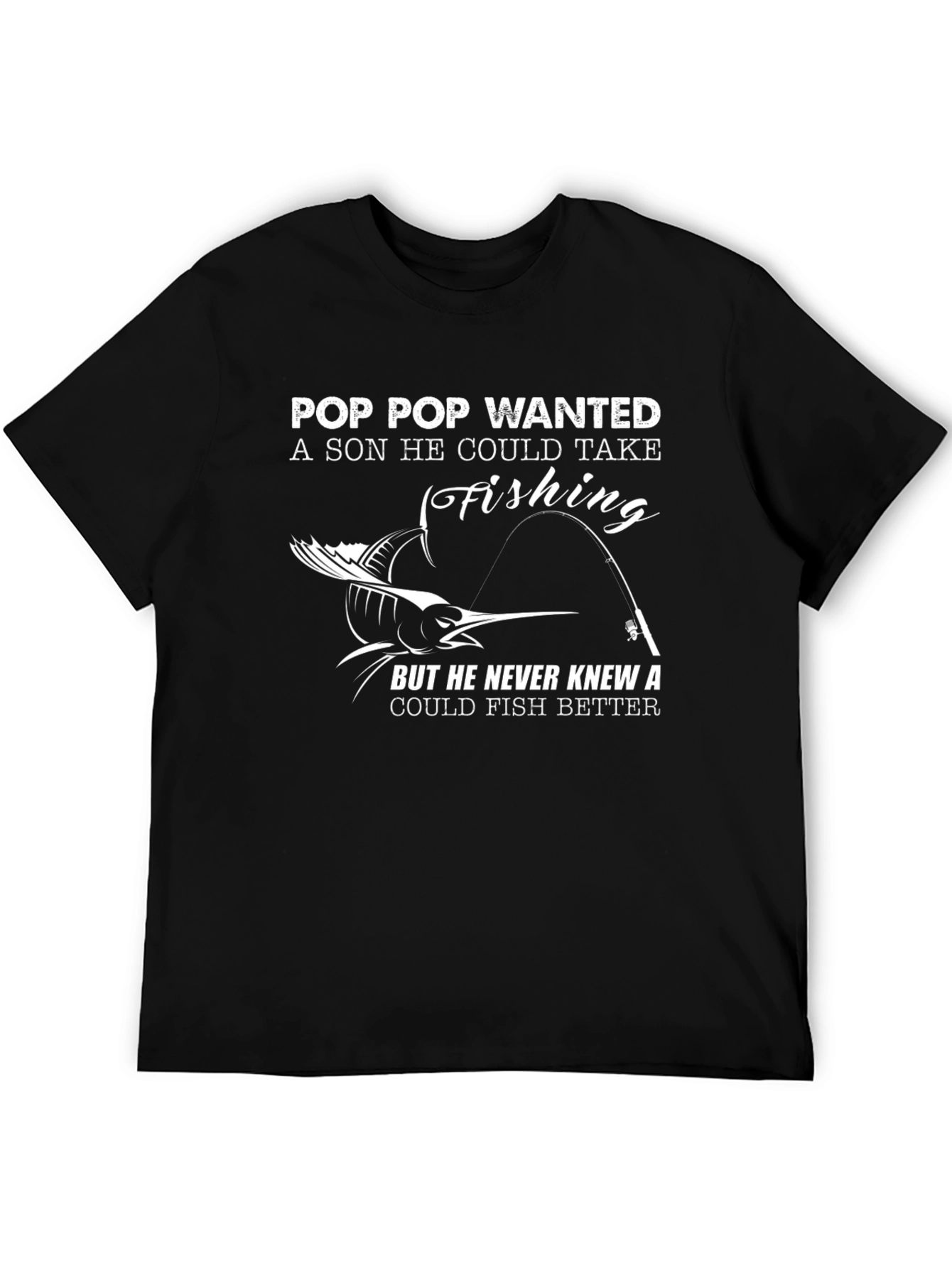 Black Pop Pop Fishing T-Shirt - Gift for Grandfather view 5
