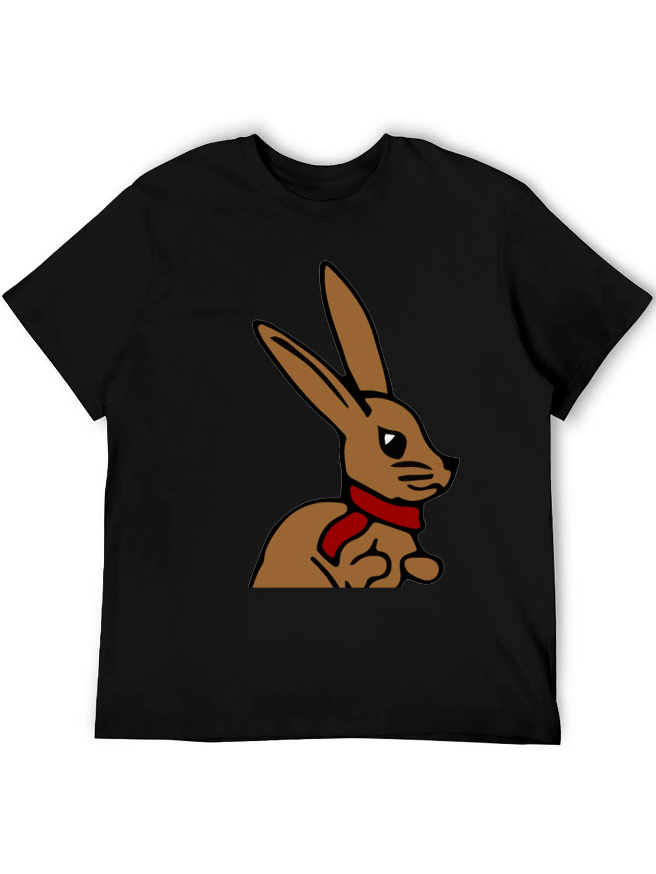 Black Rabbit T-Shirt - Cartoon Bunny with Scarf view 5