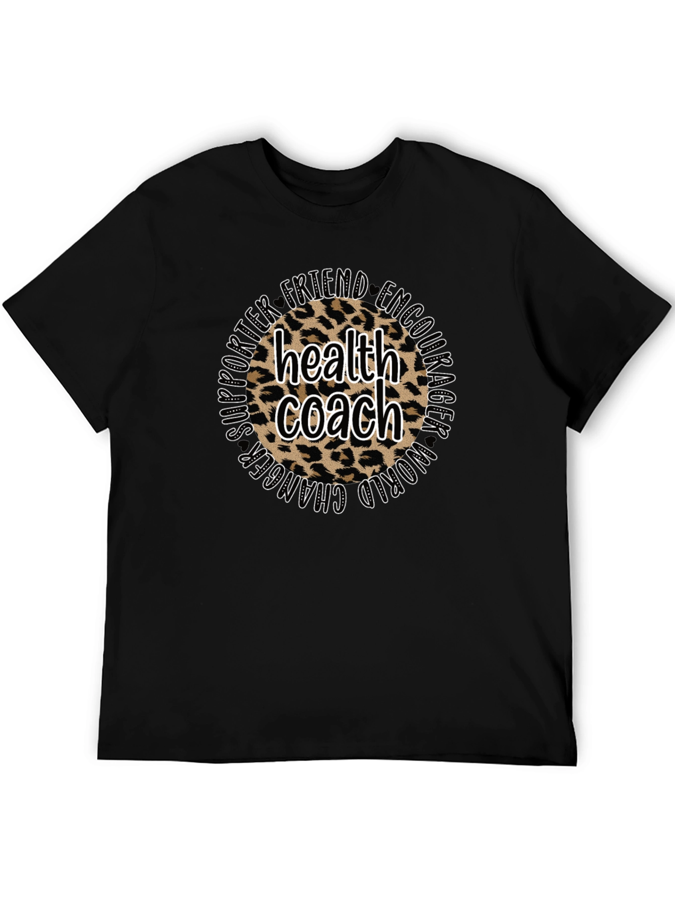 Black Health Coach Leopard Print T-Shirt view 5