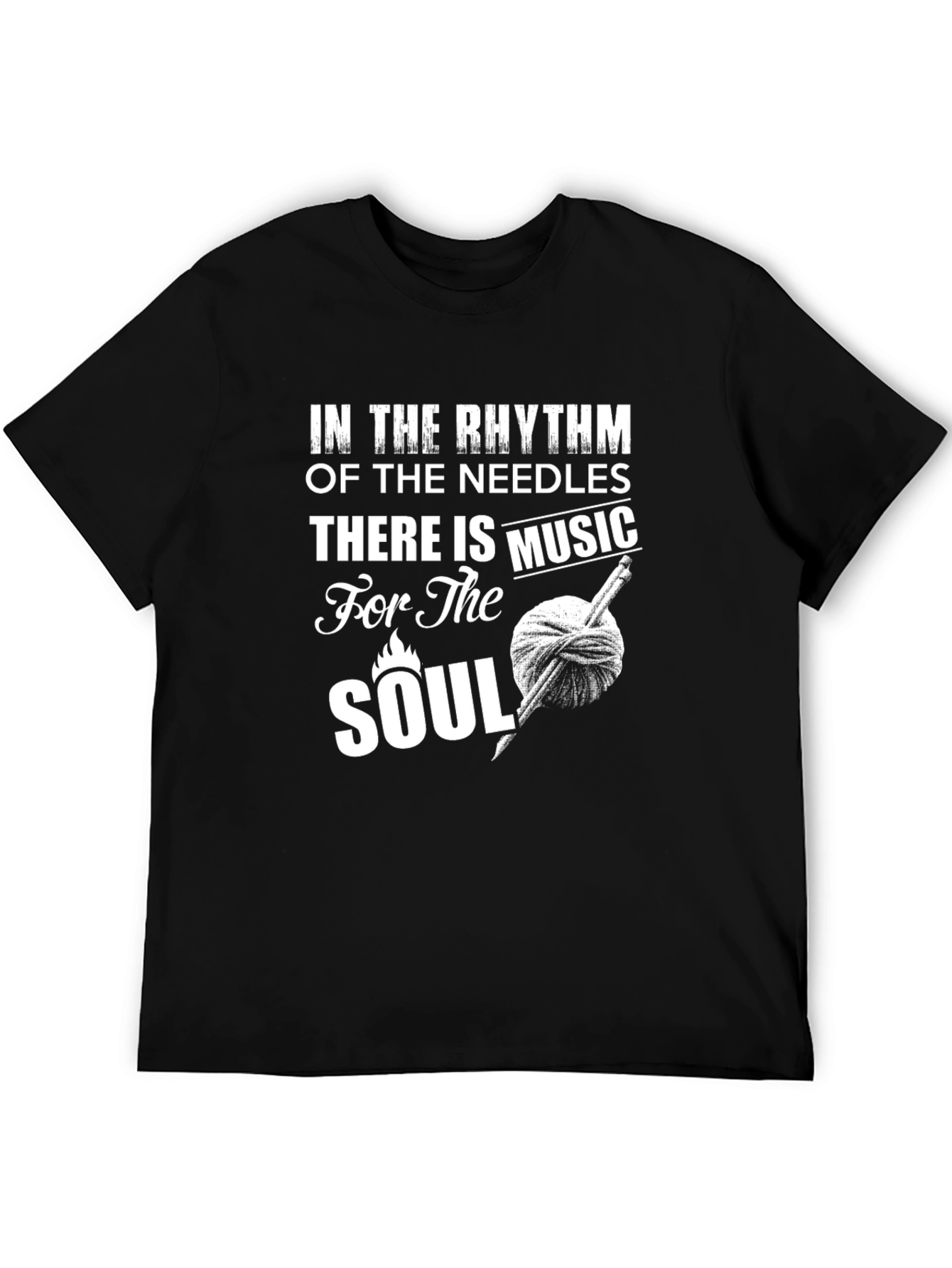 Black Knitting Music T-Shirt - Rhythm of Needles view 5