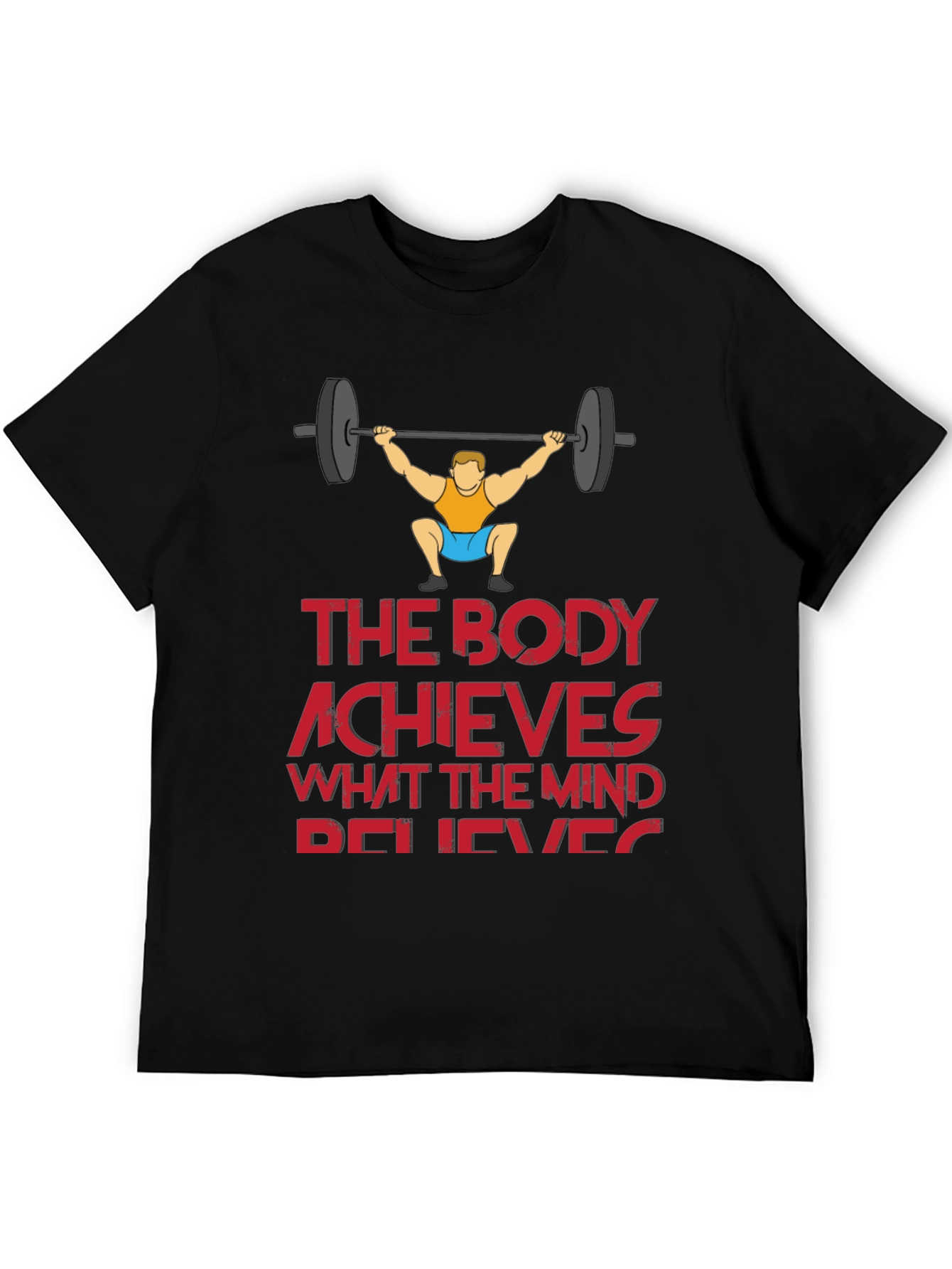 Black Workout Motivation T-Shirt - The Body Achieves view 5