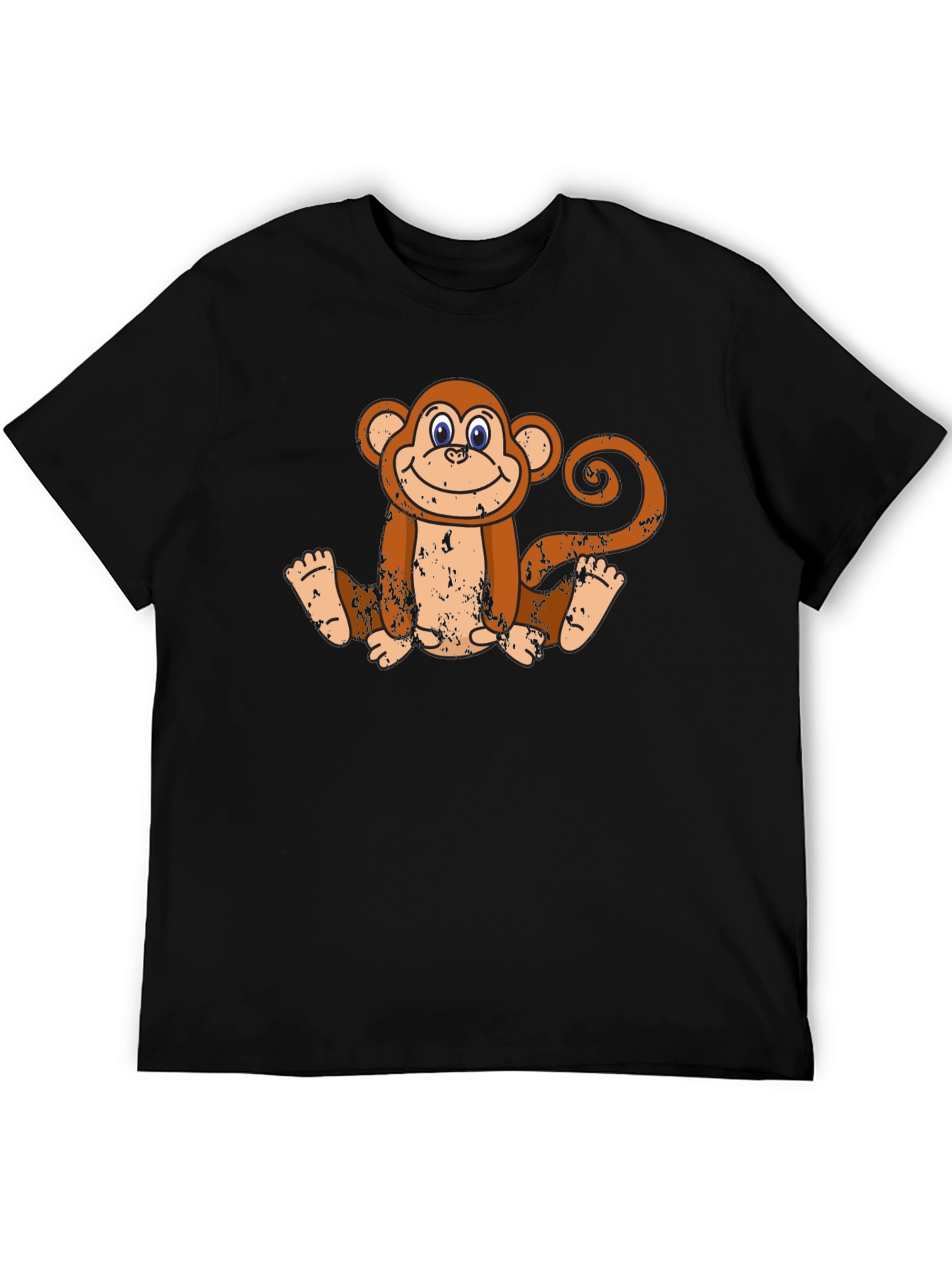 Black Smiling Monkey Graphic Tee - Casual Black T-Shirt view 5