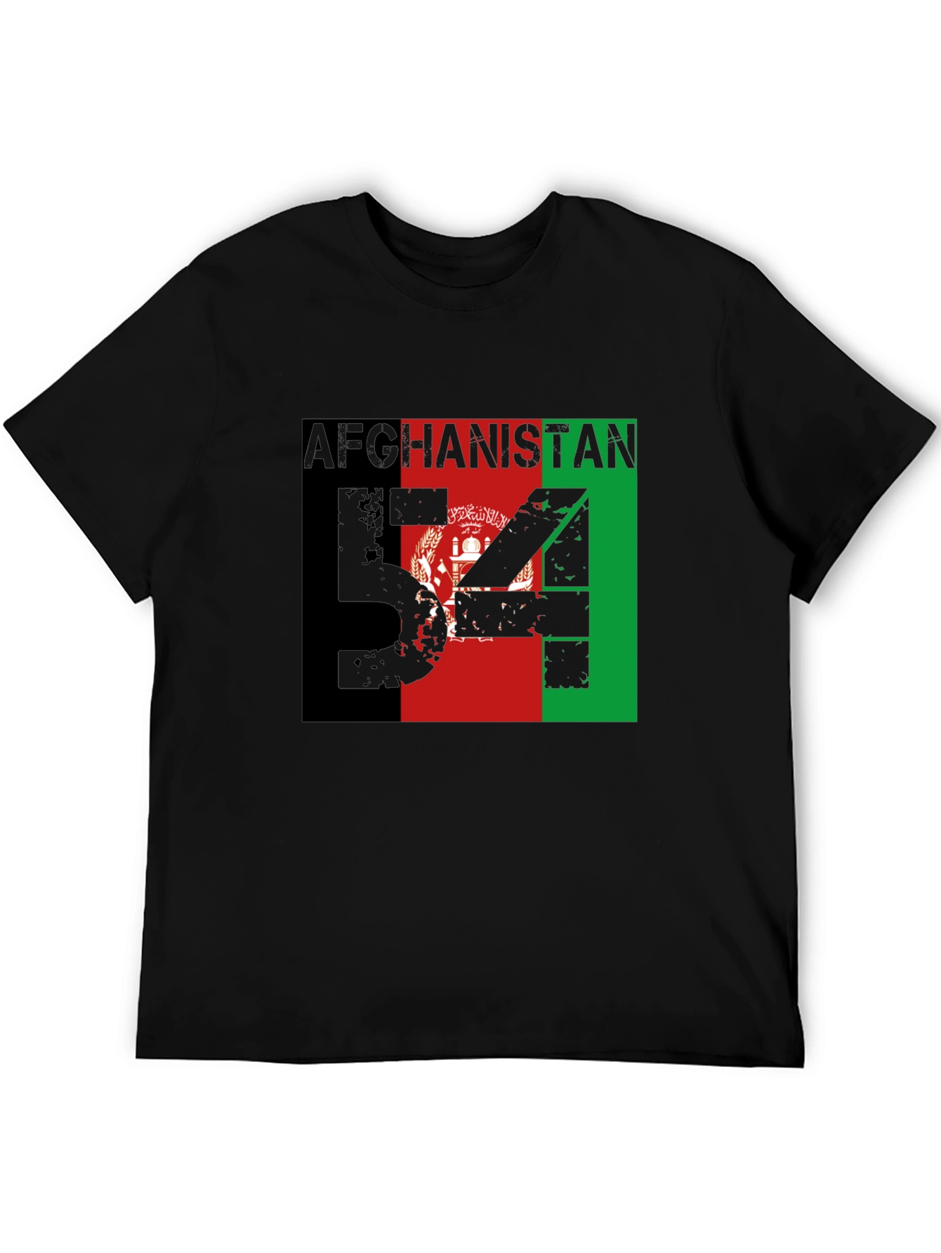 Black Afghanistan Flag T-Shirt Men's Black Patriotic Graphic Tee view 5