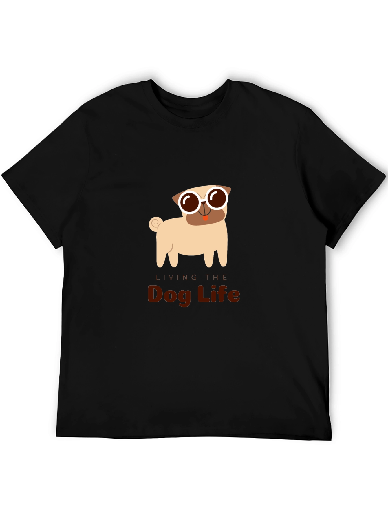 Black Dog Life Tee: Pug with Sunglasses view 5