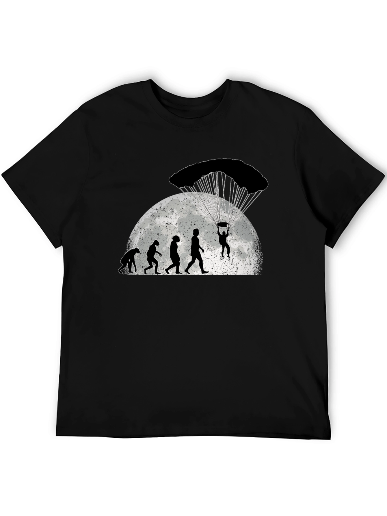 Black Skydiving Evolution T-Shirt - Black Cotton Tee view 5