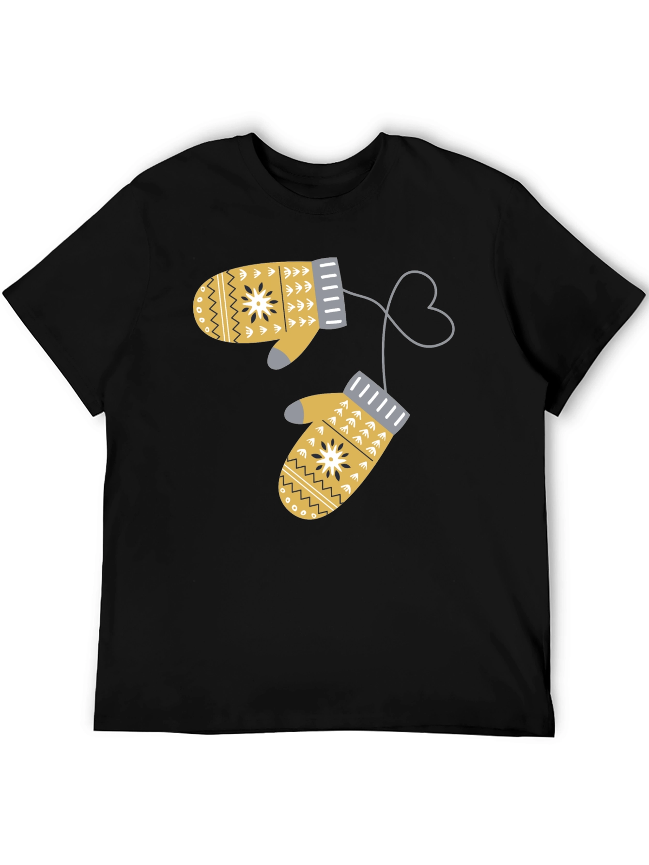 Black Winter Mittens Graphic T-Shirt view 5
