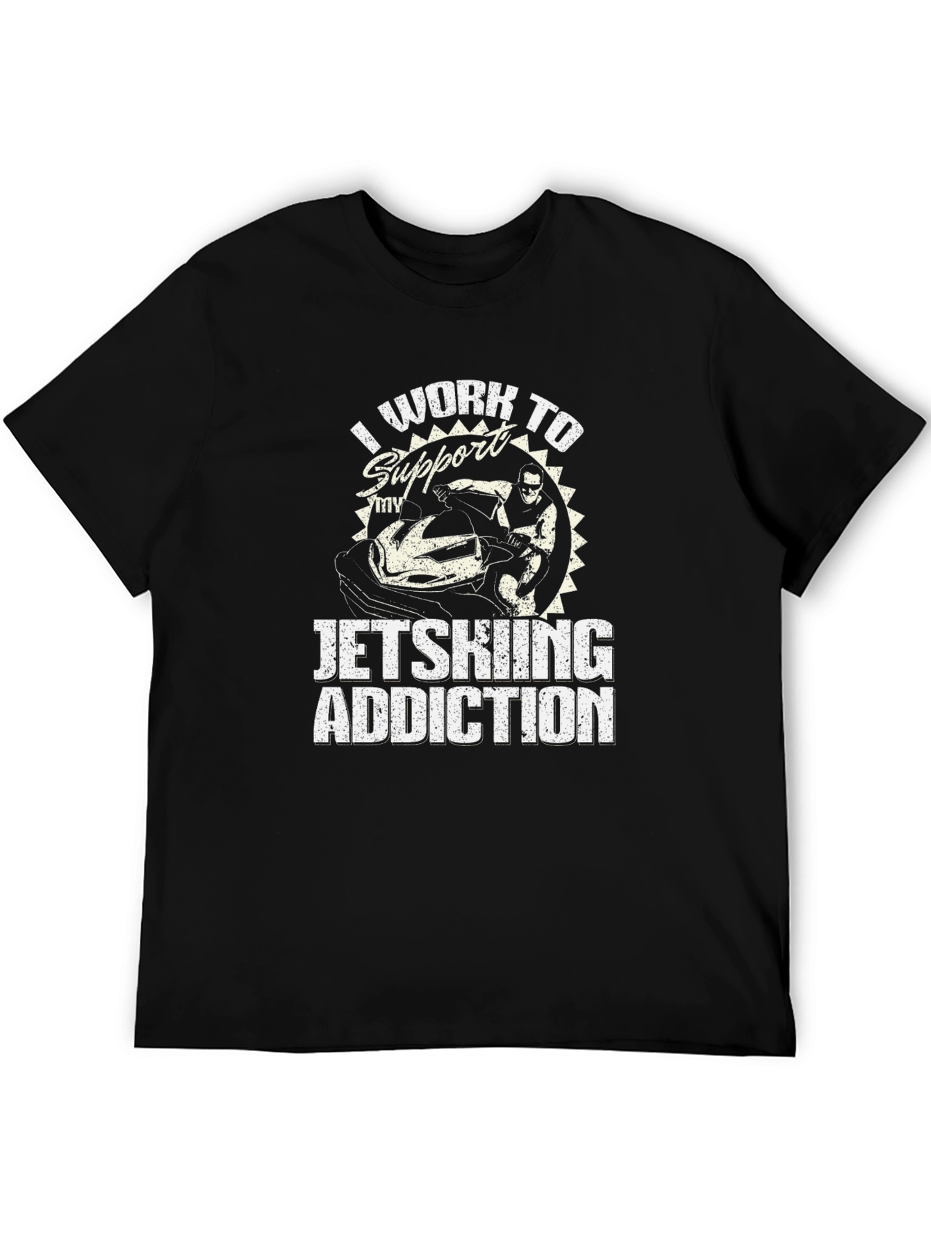 Black Jet Skiing Addiction Graphic Tee - Cool Hobby Shirt view 5
