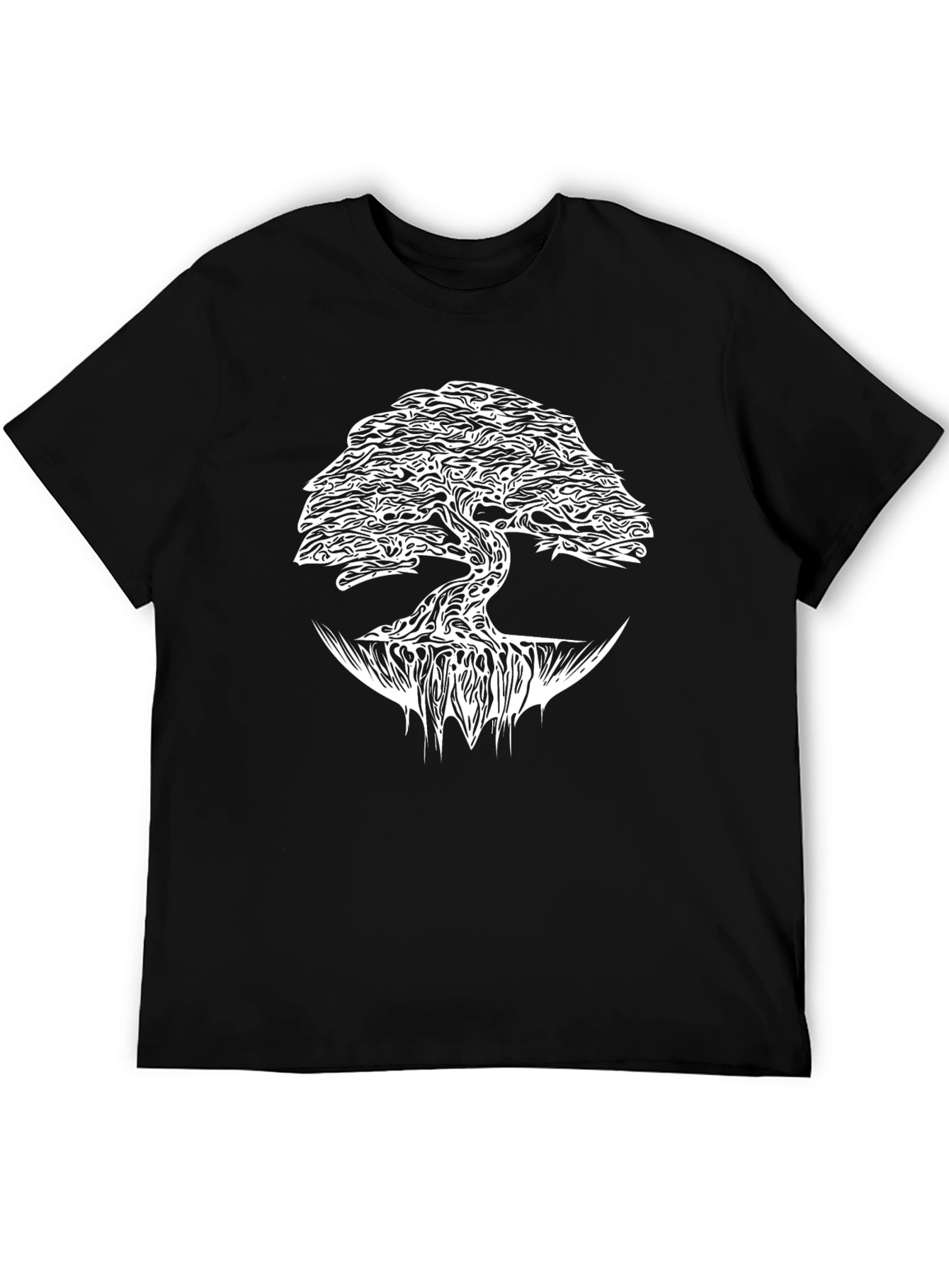Black Black T-Shirt with White Tree of Life Graphic view 5