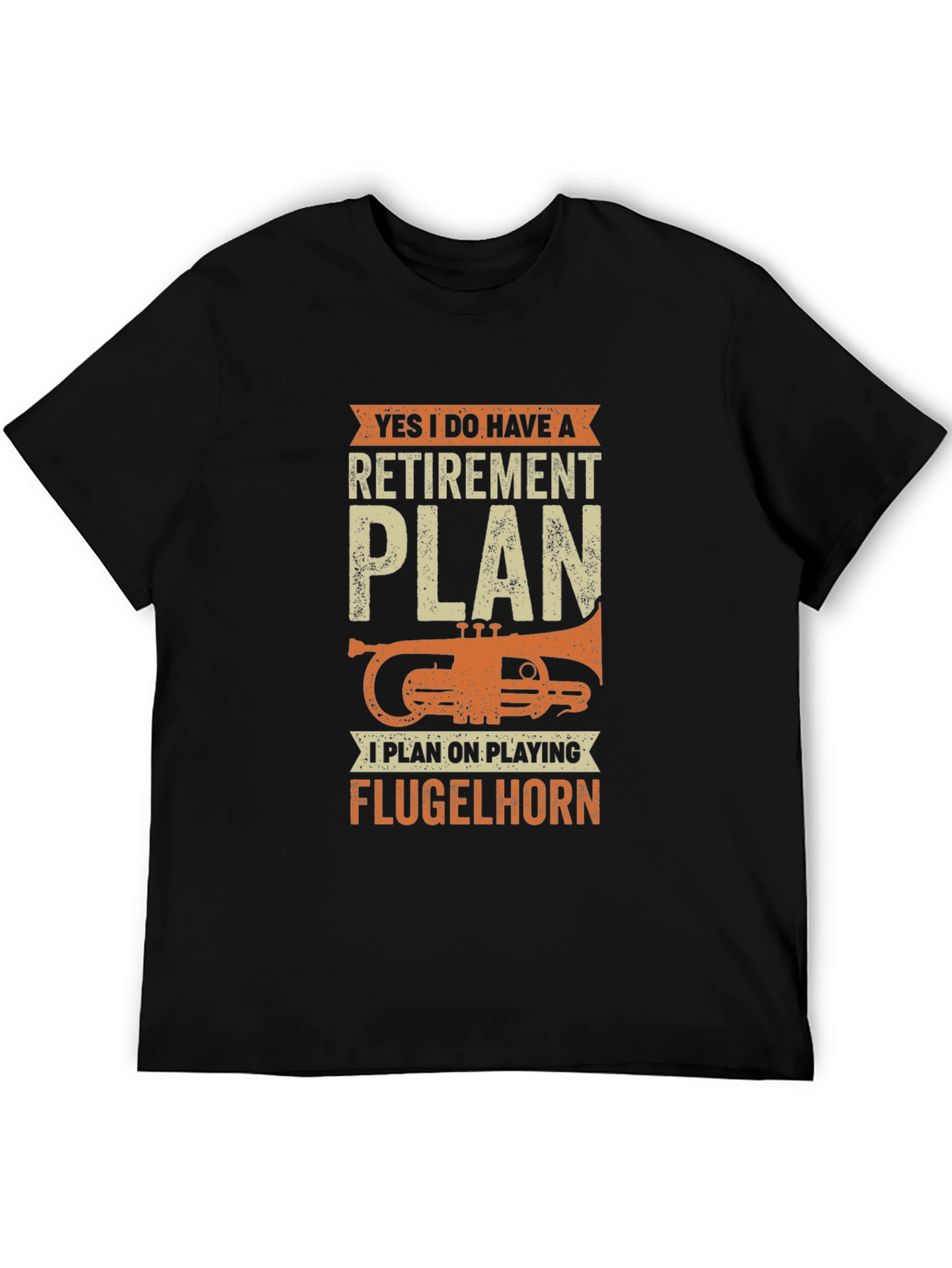 Black Funny Retirement Plan Flugelhorn Player T-Shirt view 5