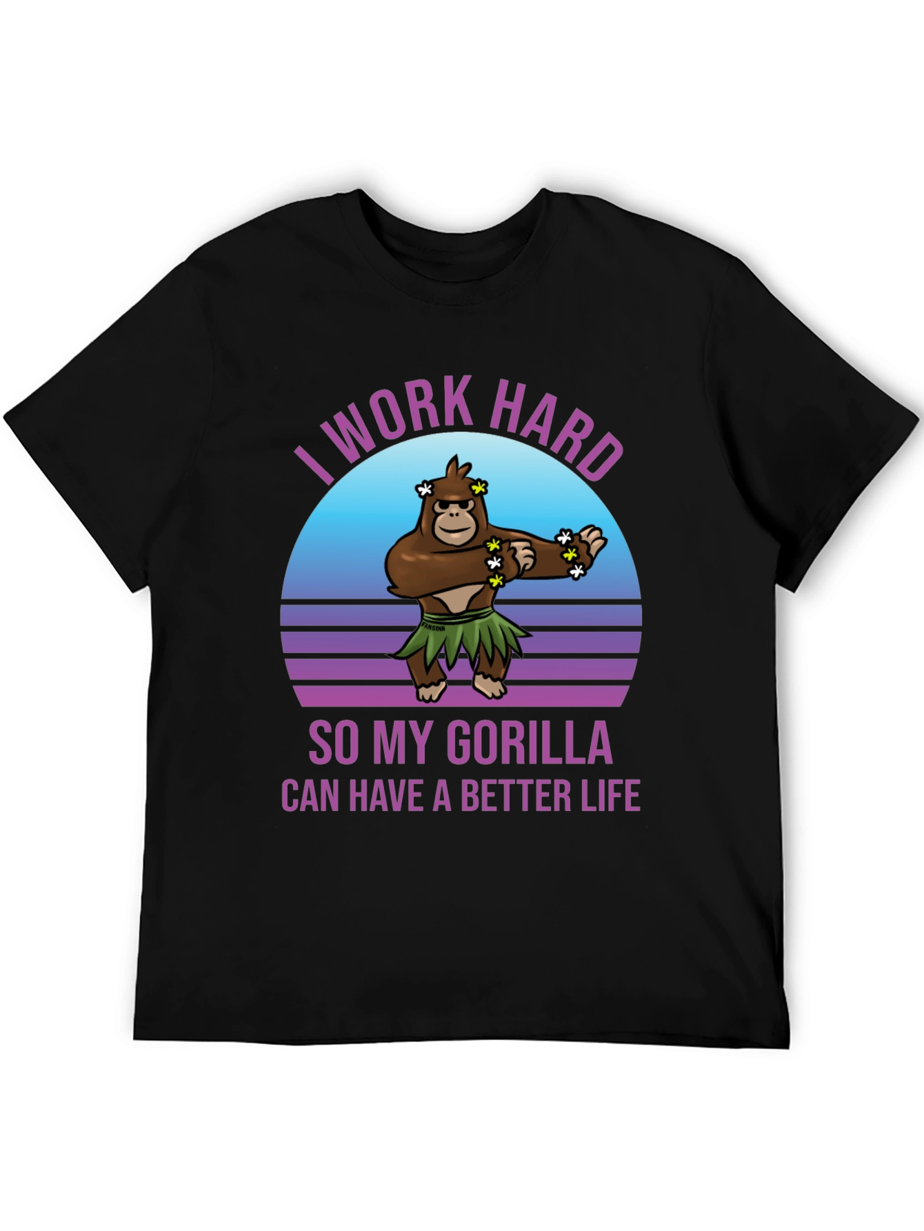 Black Work Hard Gorilla Better Life T-Shirt view 5