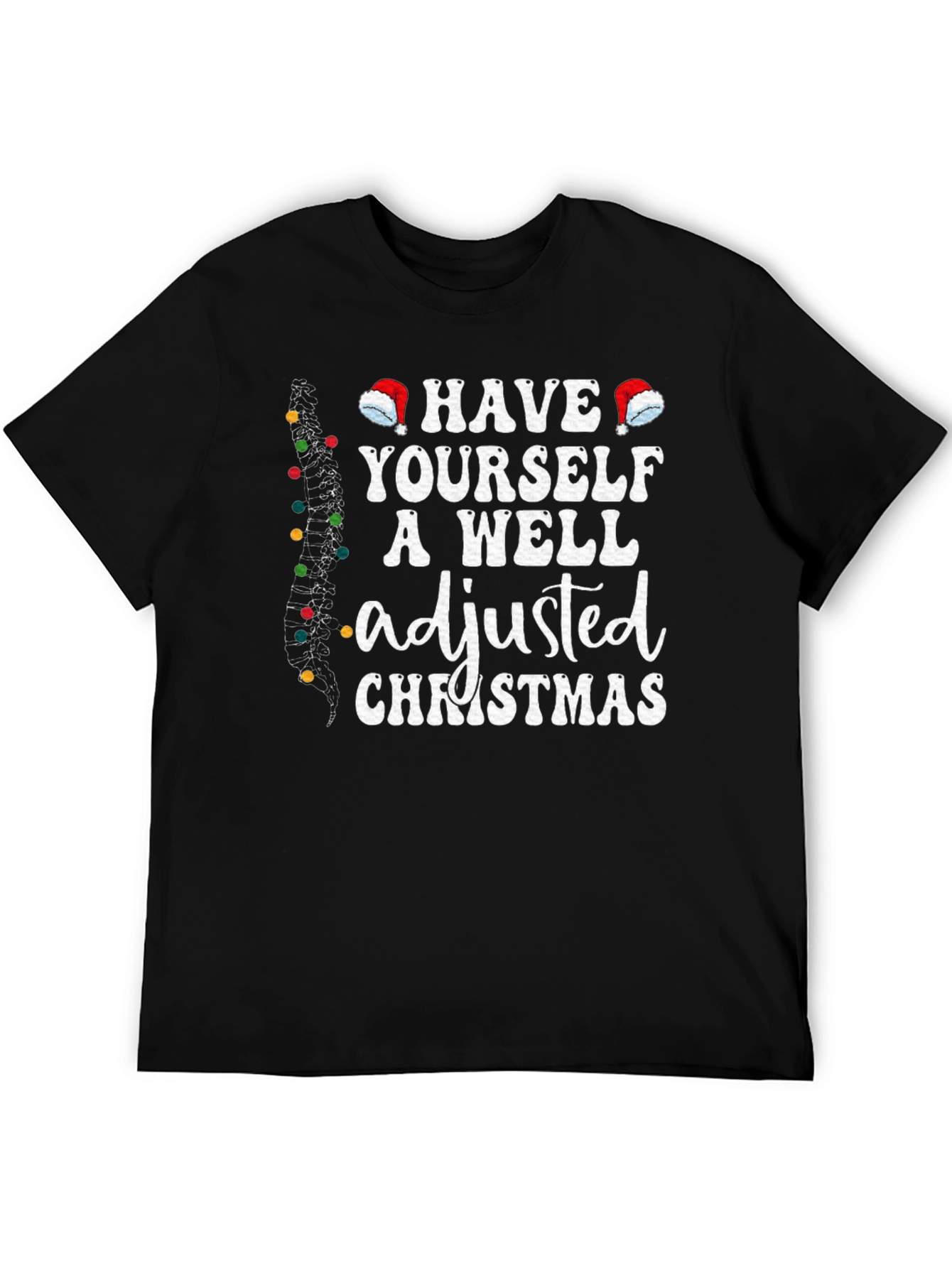 Black Chiropractor Holiday T-Shirt - Adjusted Christmas Tee view 5