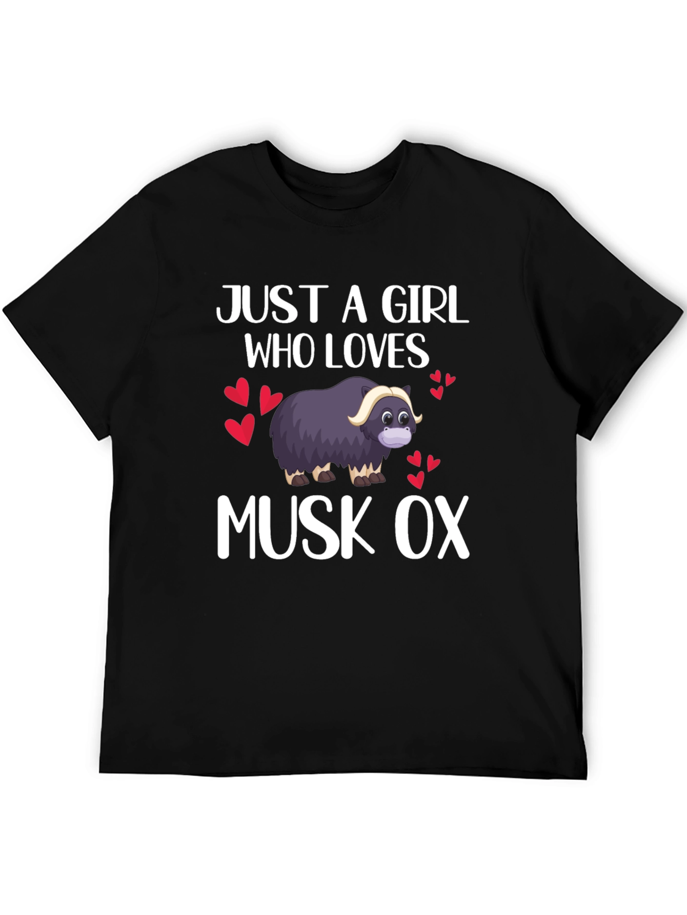 Black Just A Girl Who Loves Musk Ox T-Shirt view 5