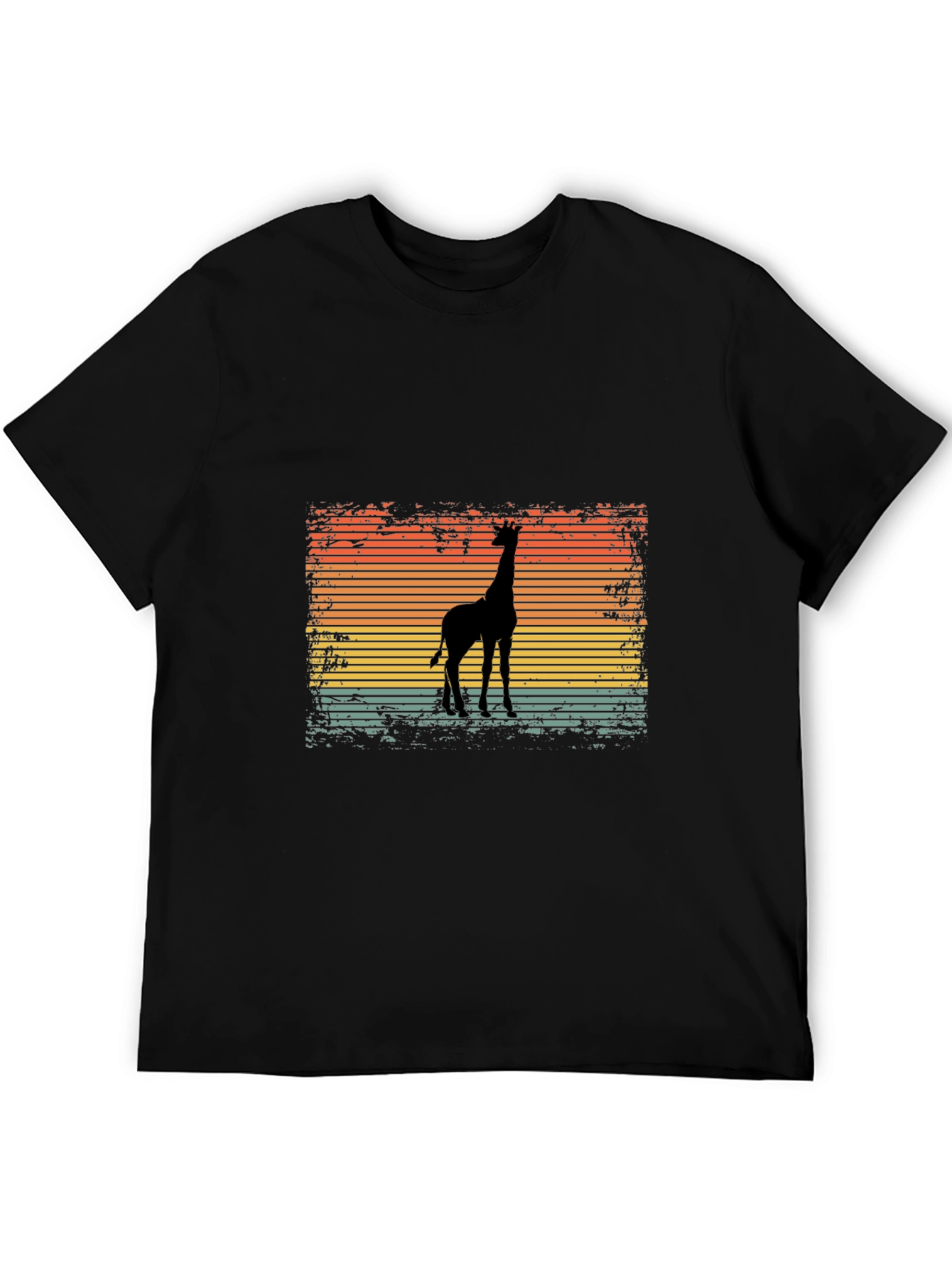 Black Retro Giraffe Sunset Graphic T-Shirt view 5