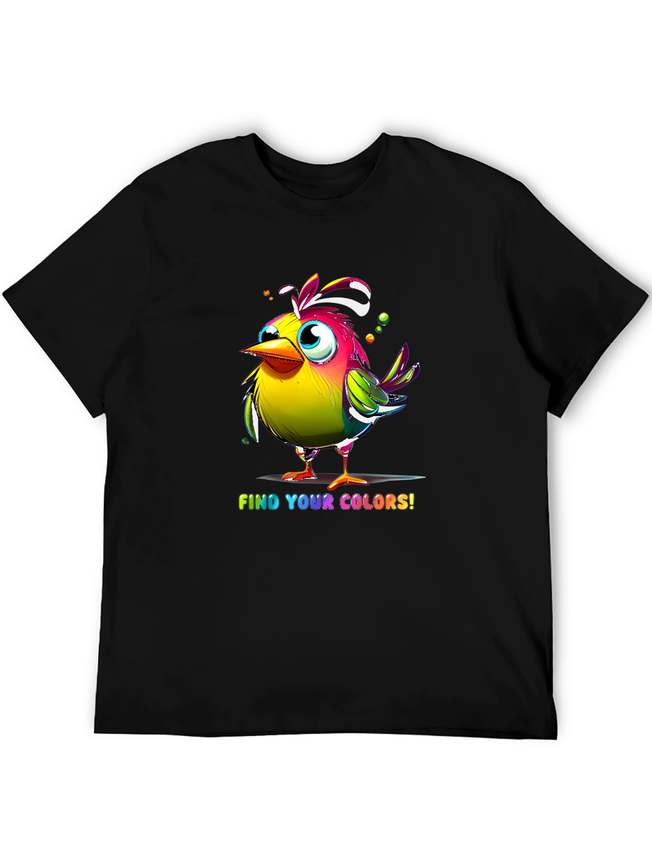 Black Colorful Bird T-Shirt - Find Your Colors view 5