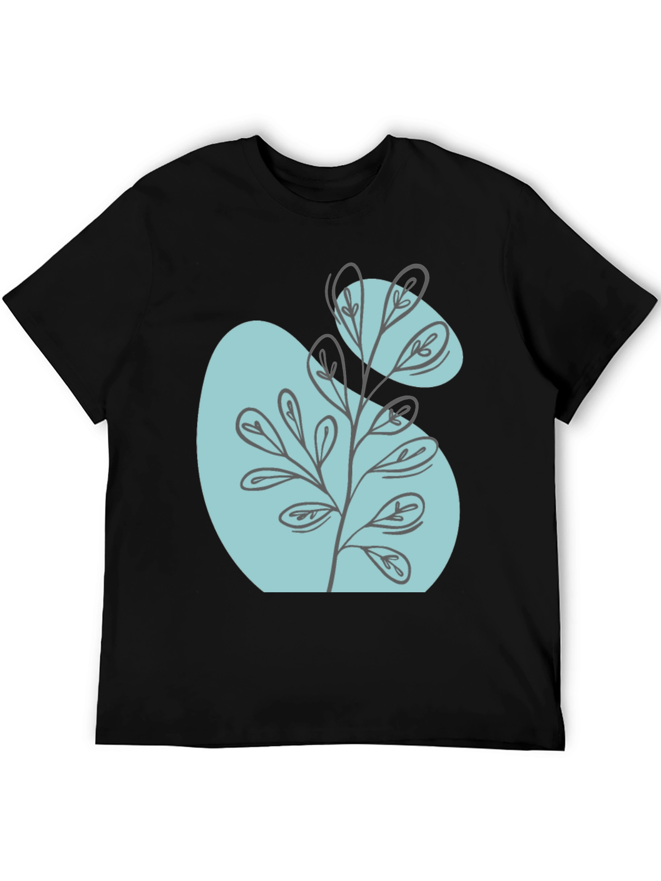 Black Abstract Botanical Graphic Black T-Shirt view 5