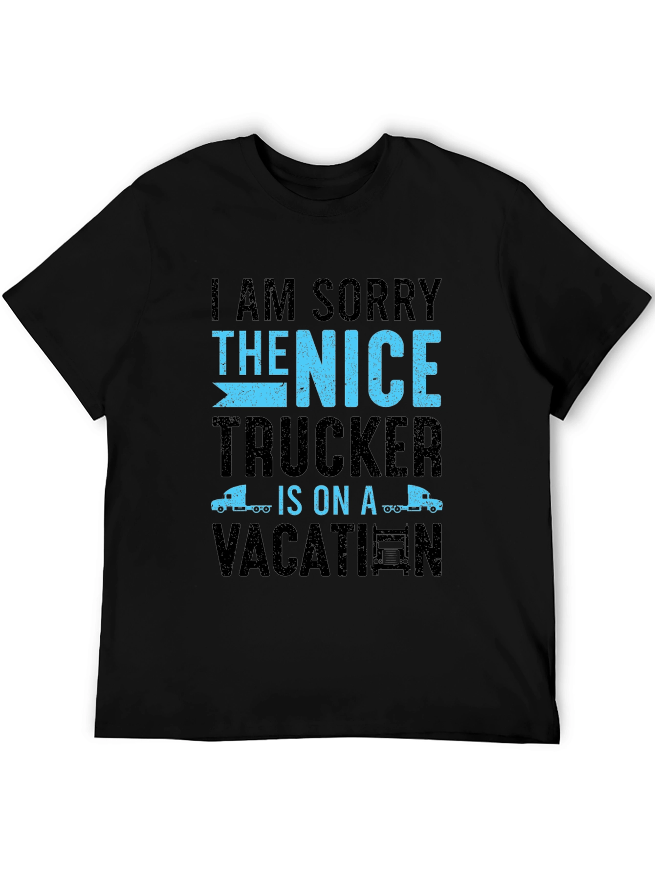 Black Funny Trucker Vacation T-Shirt view 5