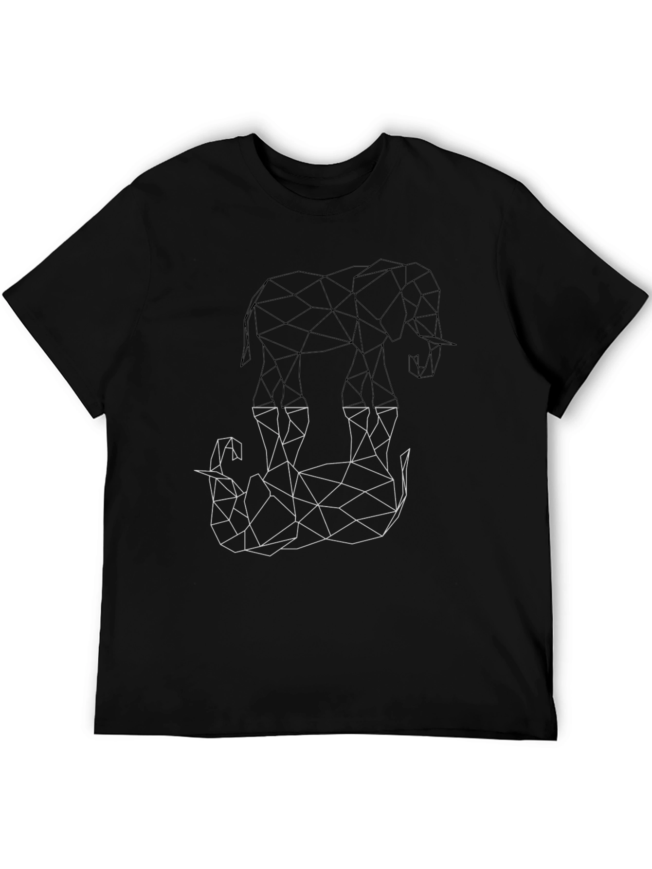 Black Geometric Elephant Graphic Tee - Modern Style view 5
