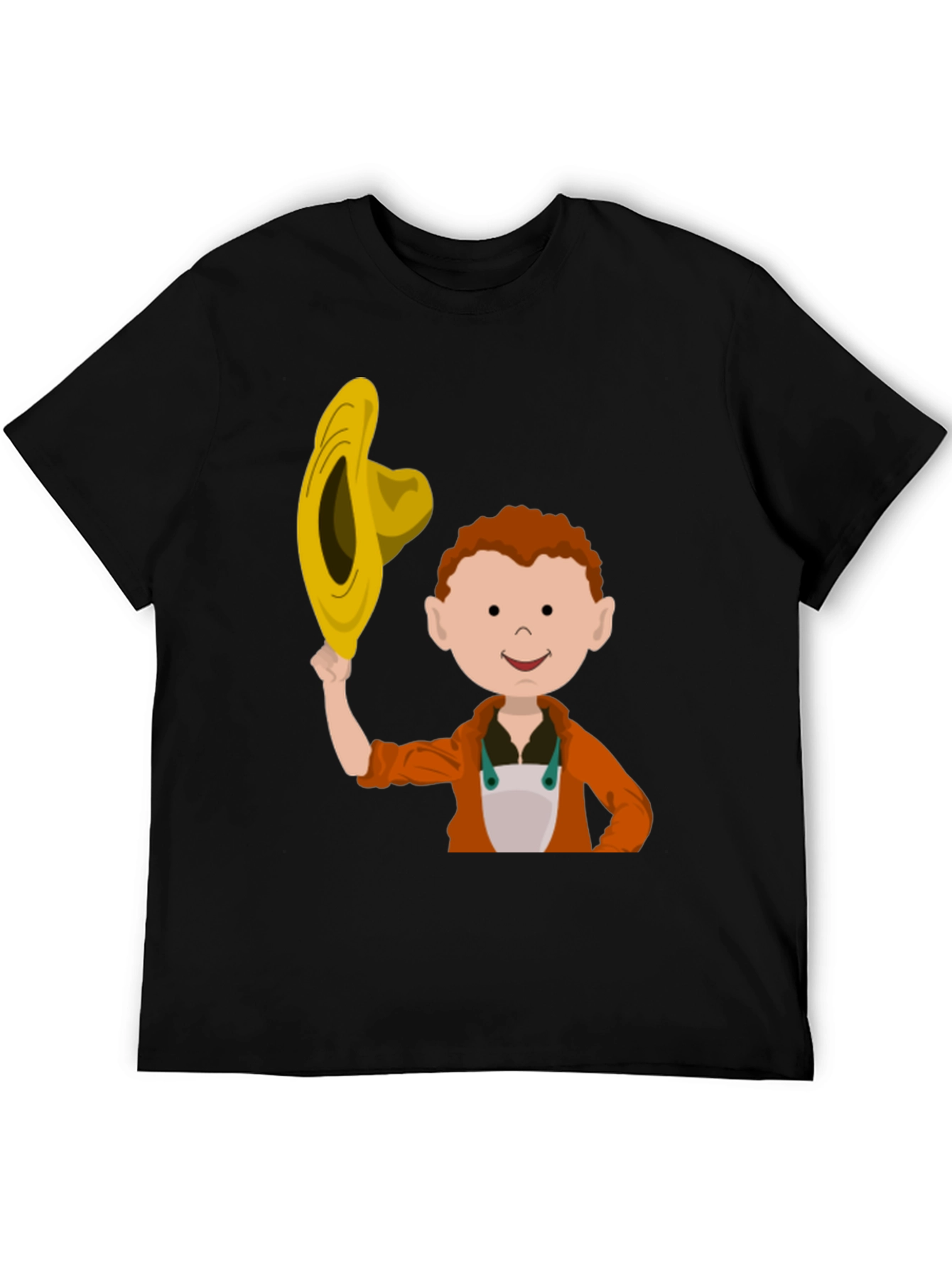 Black Cartoon Farmer Graphic T-Shirt view 5