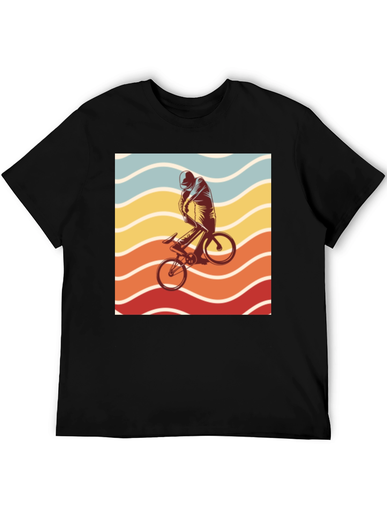 Black Retro Sunset Cyclist Graphic Tee - Black view 5
