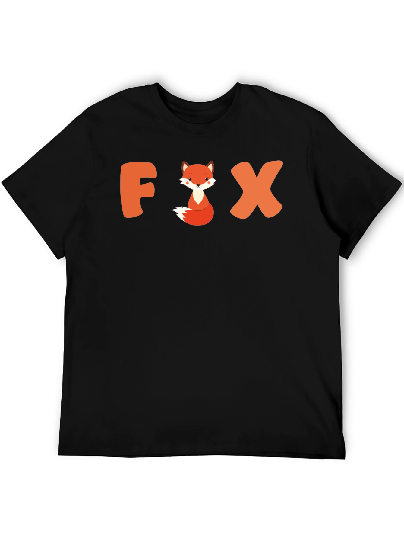 Black Cute Fox Graphic Tee - Unisex Black T-Shirt view 5