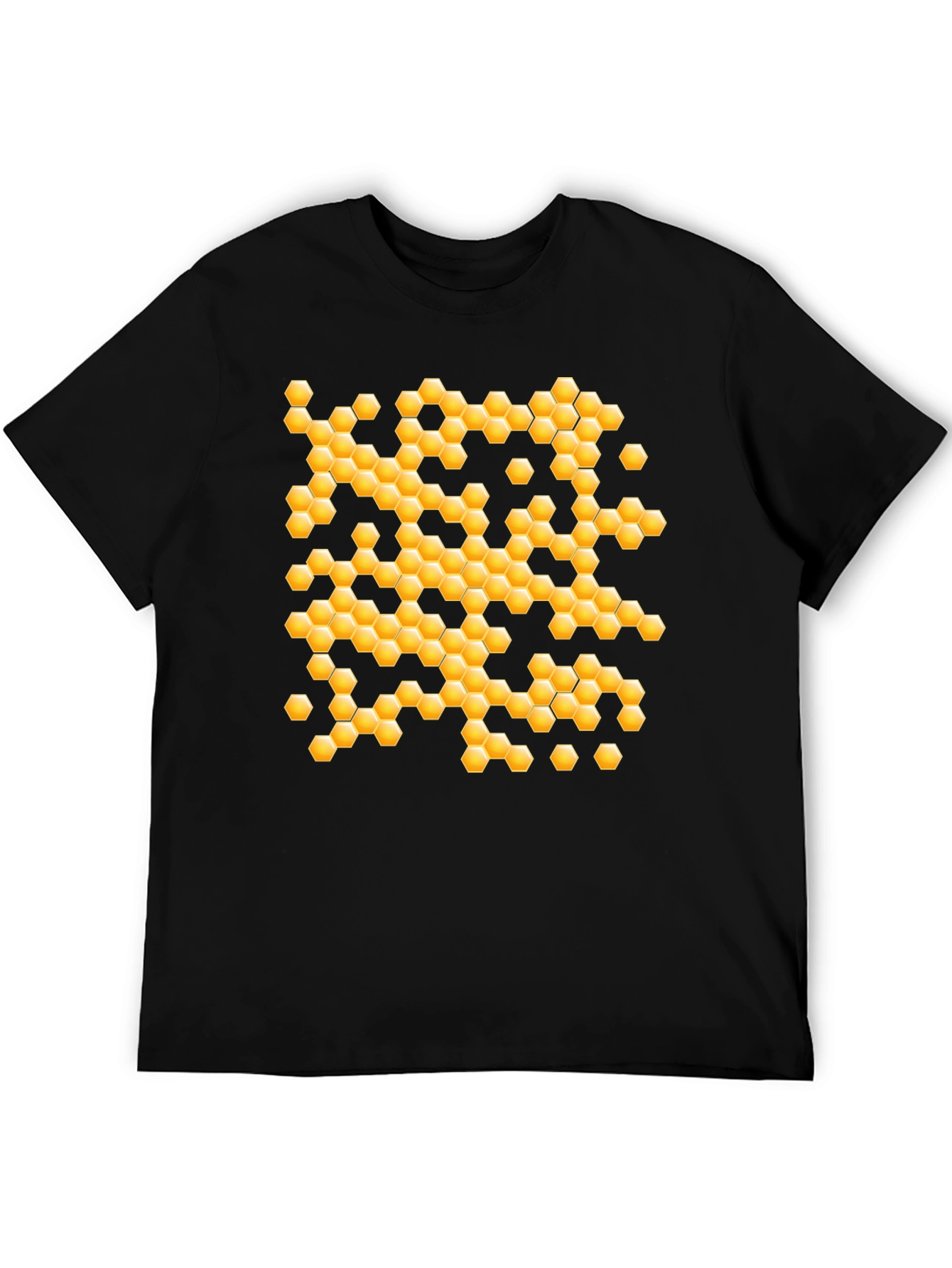 Black Honeycomb Pattern Graphic T-Shirt view 5