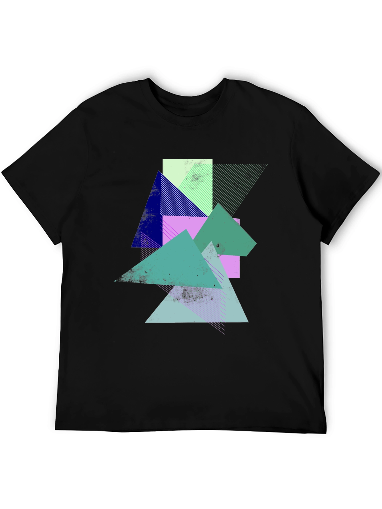 Black Geometric Abstract Graphic Tee - Modern Art Shirt view 5
