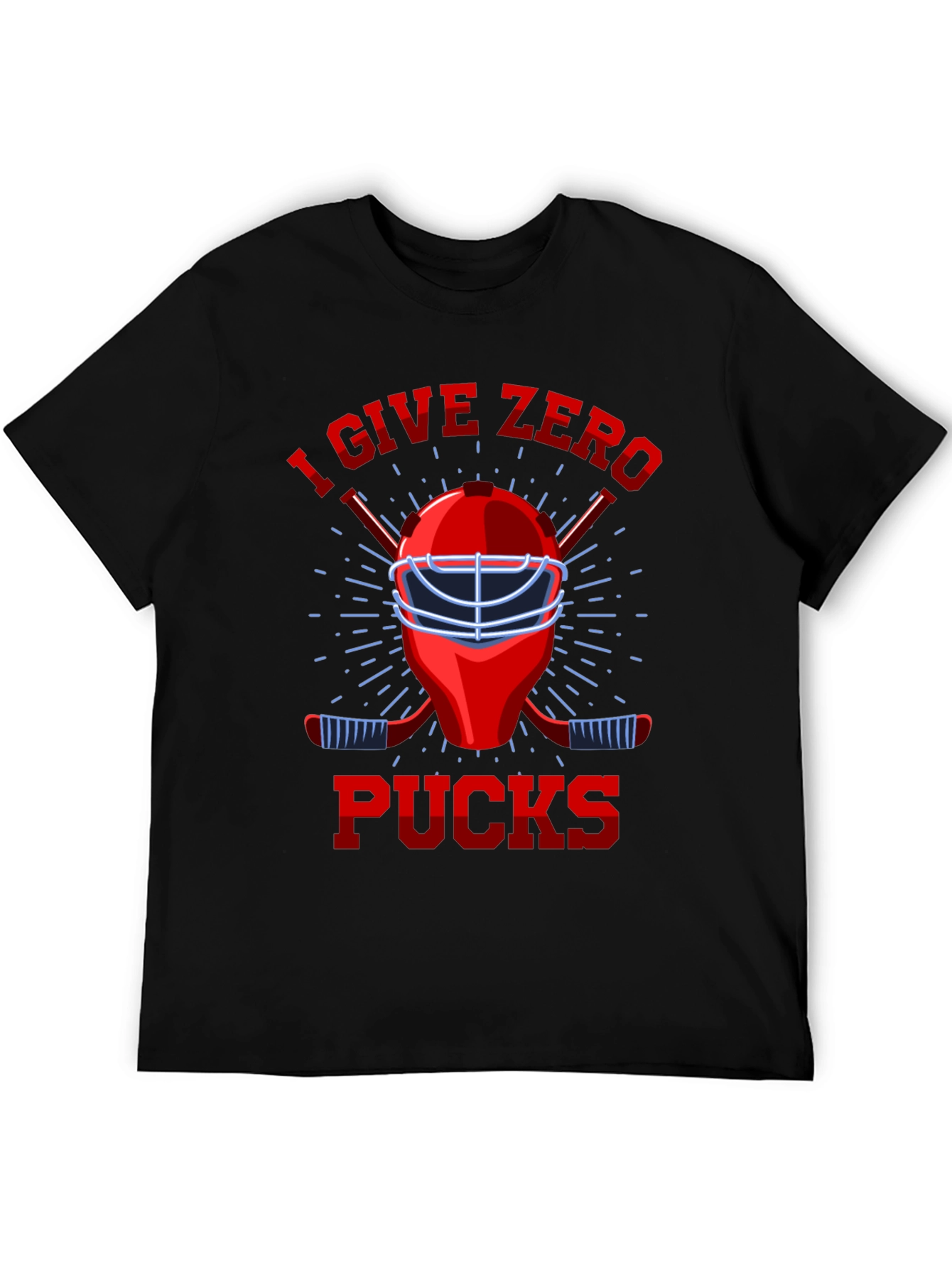 Black I Give Zero Pucks T-Shirt - Hockey Lover Tee view 5