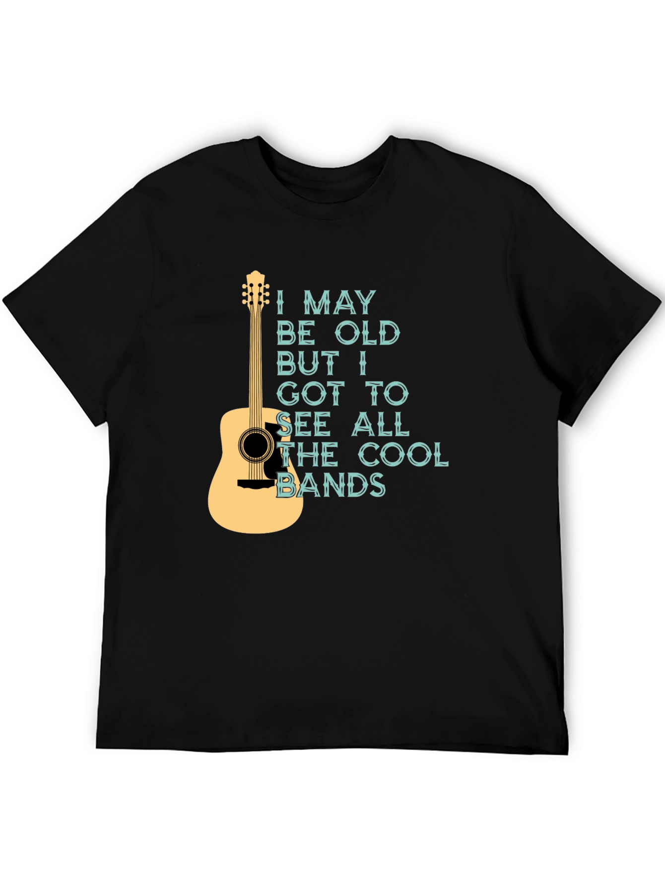 Black Cool Bands Guitar Graphic T-Shirt view 5