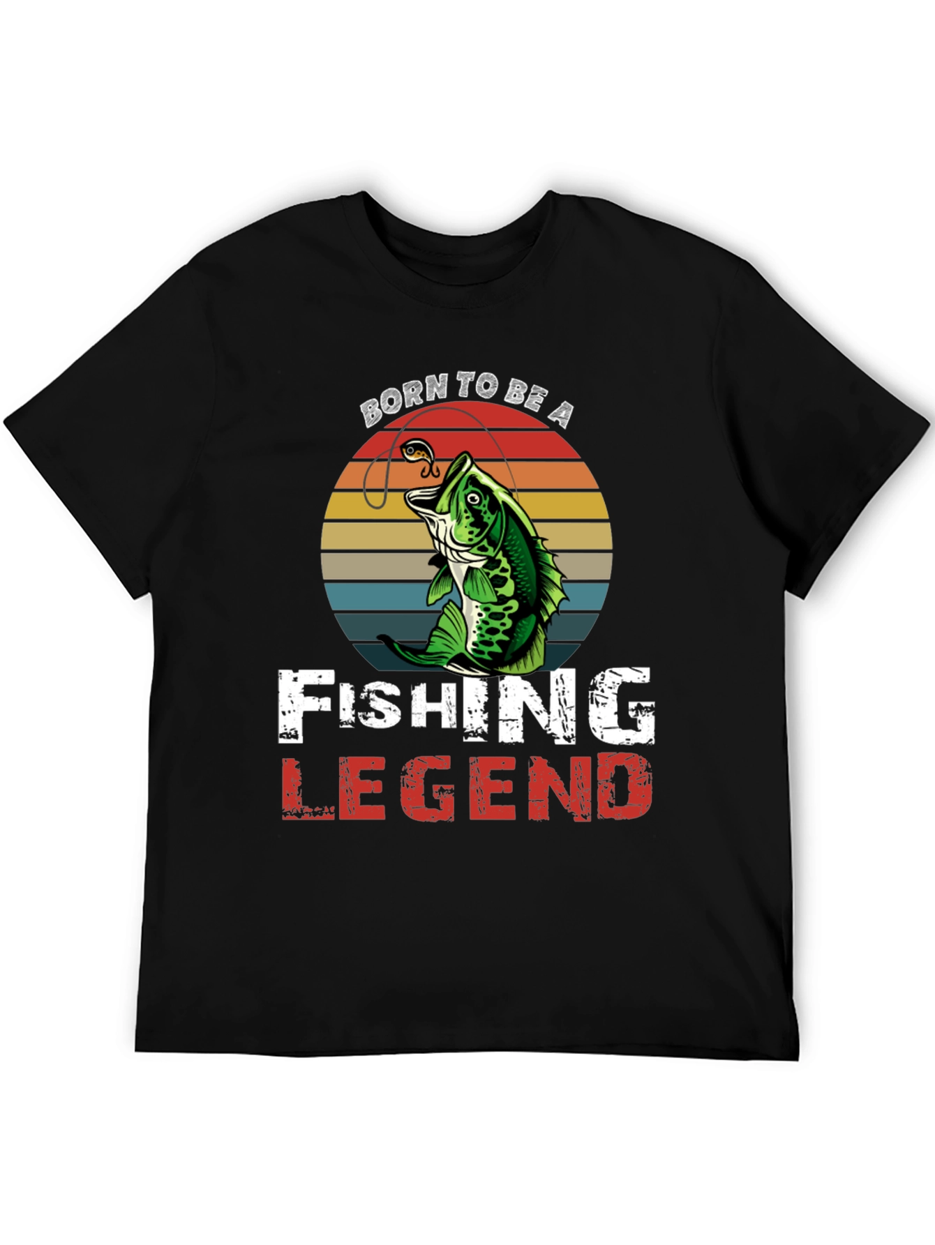 Black Born To Be a Fishing Legend Graphic Tee view 5