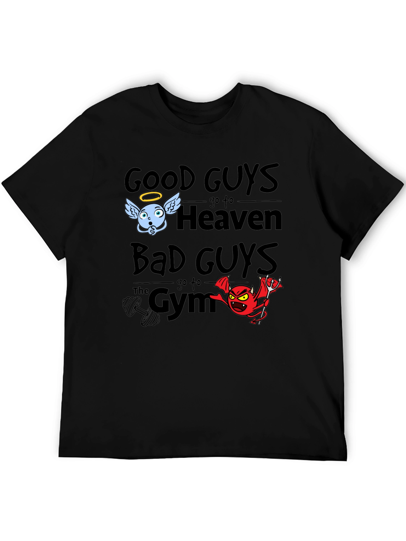 Black Good Guys Heaven Bad Guys Gym Graphic T-Shirt view 5