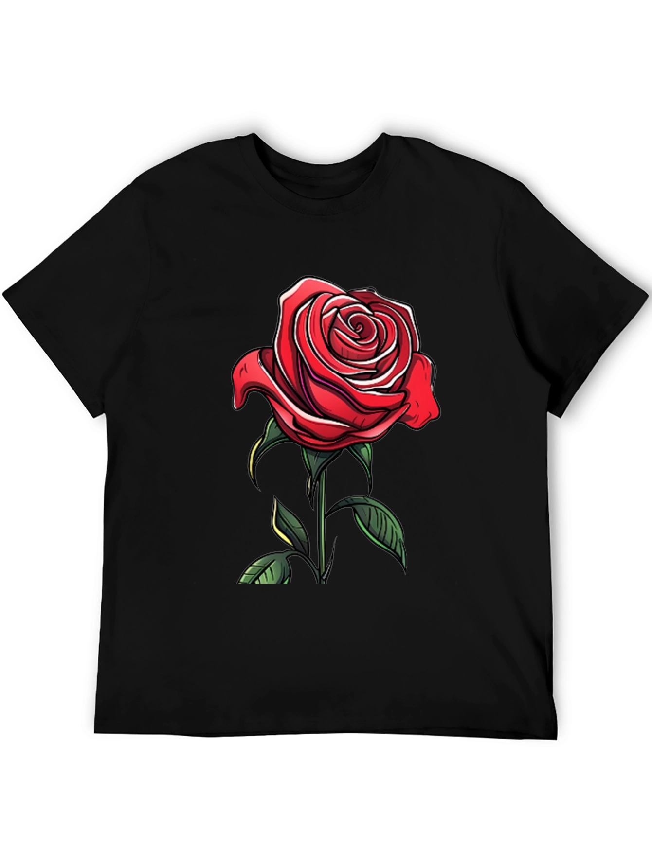 Black Red Rose Graphic Tee - Elegant Floral Design view 5