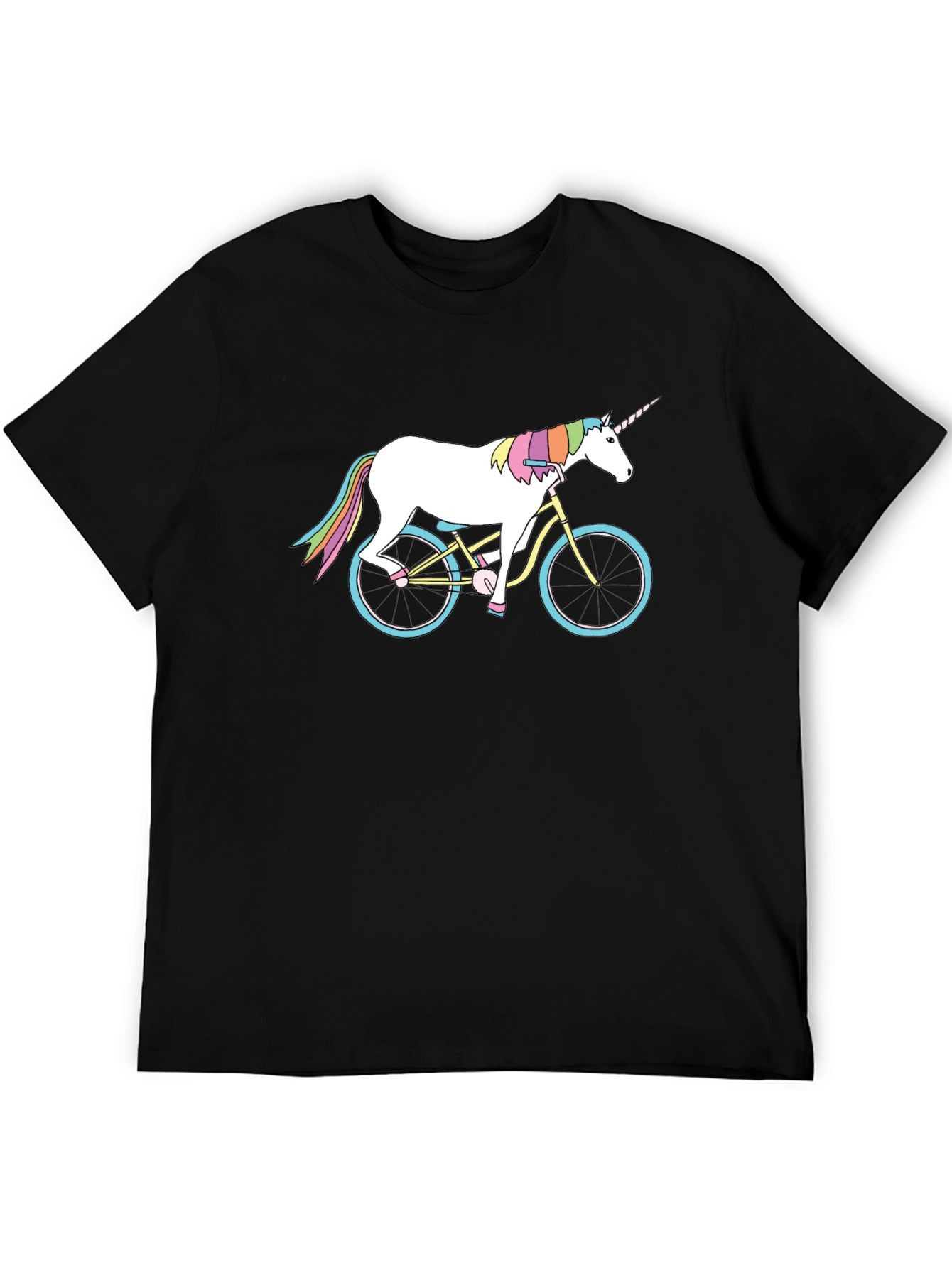 Black Unicorn on Bike Graphic T-Shirt - Unique Design view 5