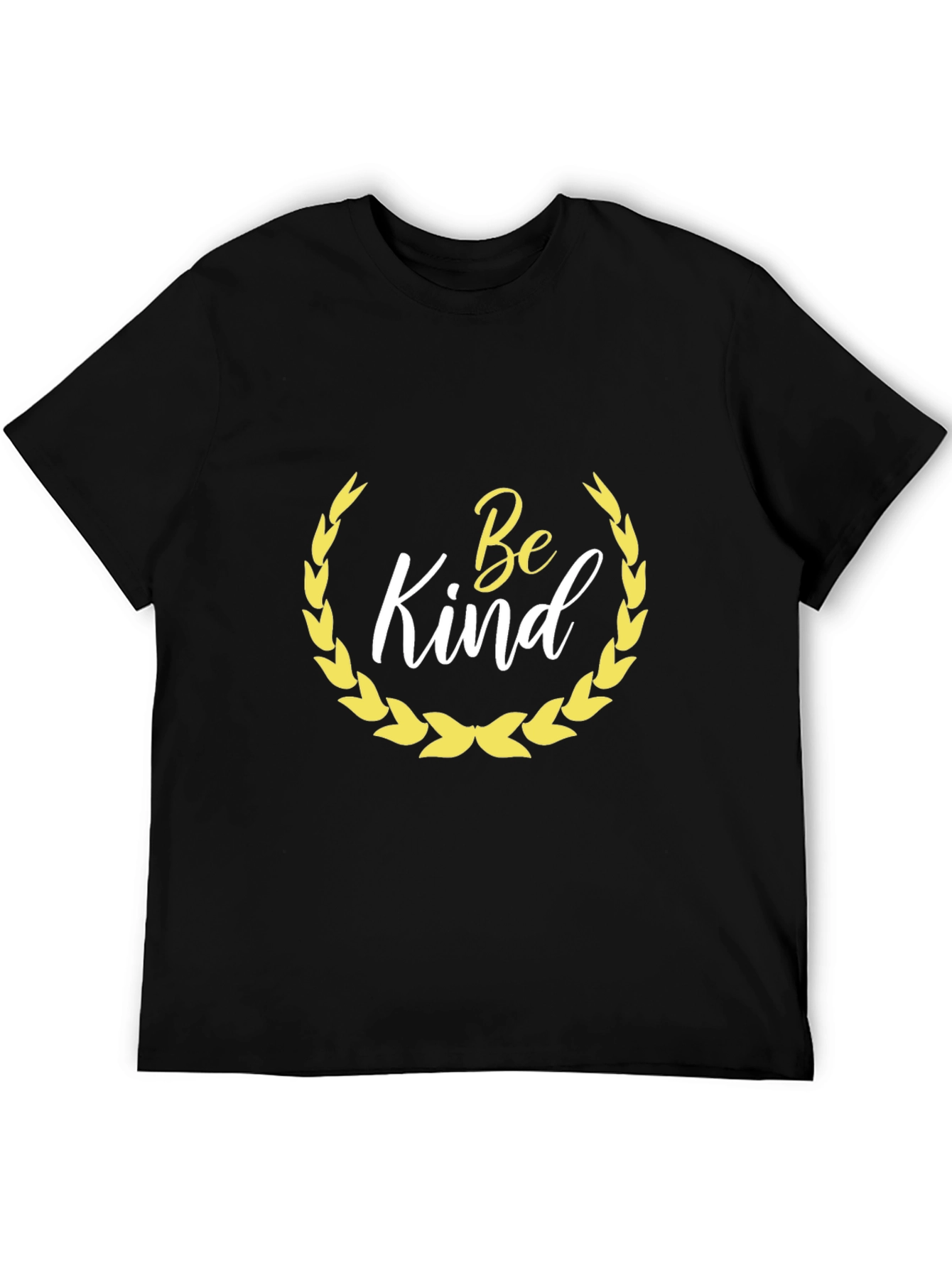 Black Be Kind T-Shirt - Black Crew Neck Cotton Tee view 5