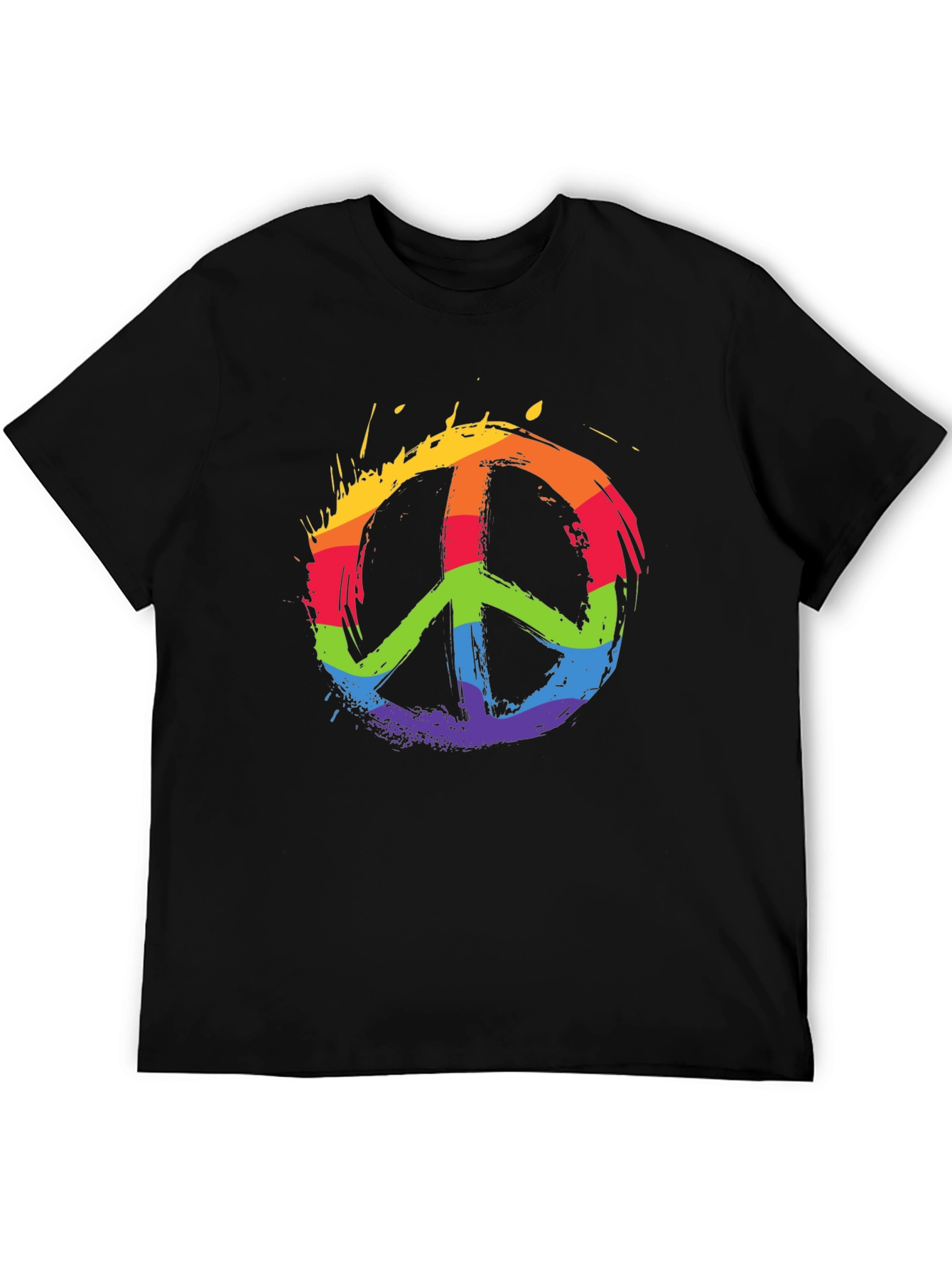 Black Rainbow Peace Sign Graphic T-Shirt view 5