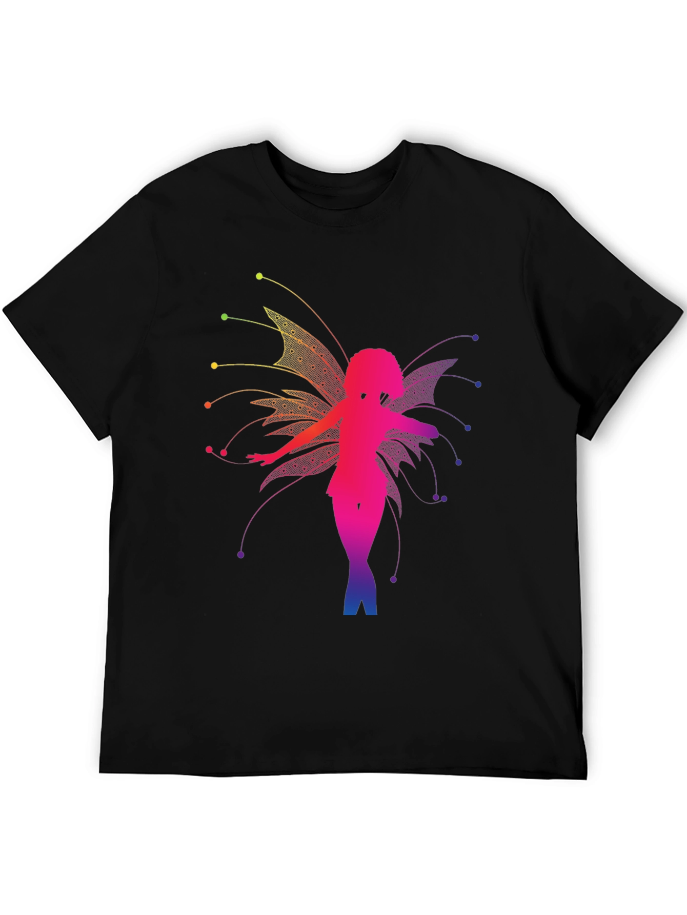 Rainbow Fairy Graphic Black T-Shirt - 5