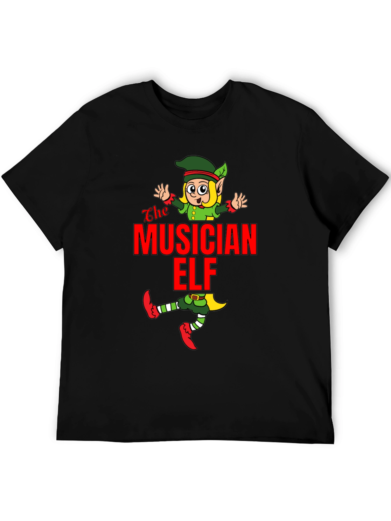 Black The Musician Elf T-Shirt - Holiday Cheer! view 5