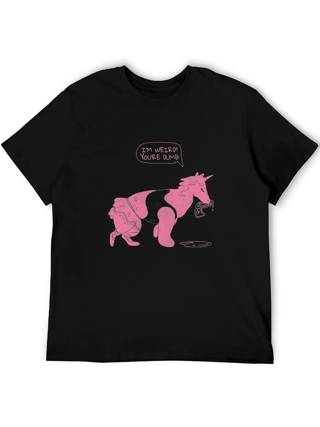 Black Funny Unicorn T-Shirt - Weird & Dumb view 5