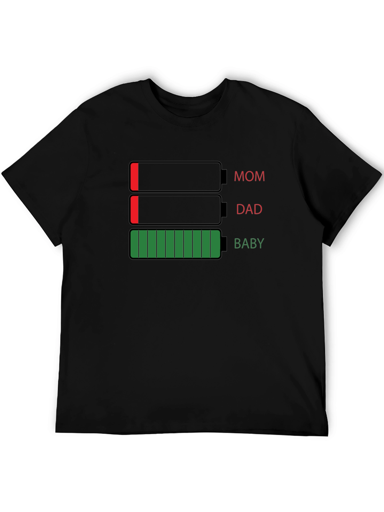 Black Family Battery Level T-Shirt - Funny Parenting Tee view 5