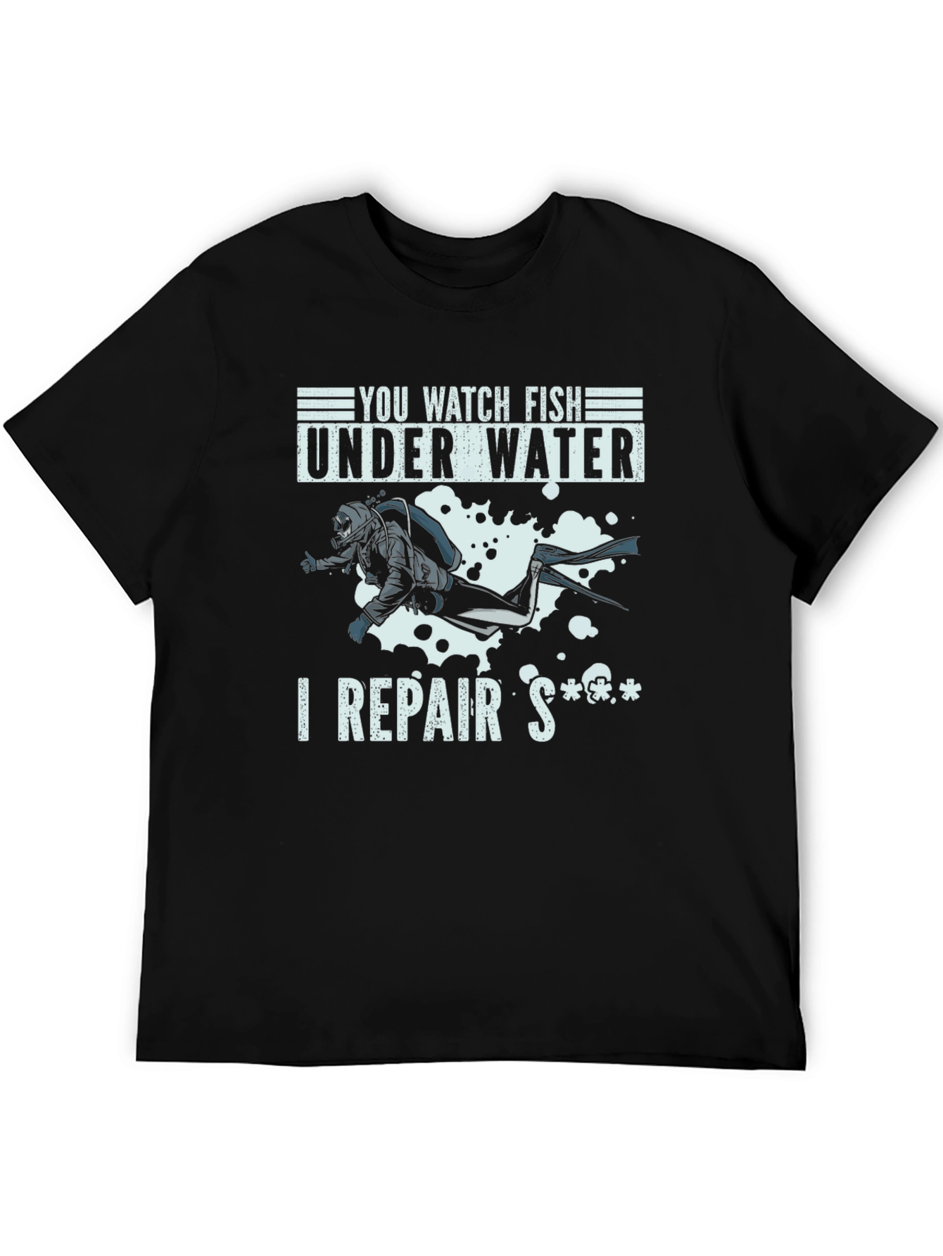 Black Funny Diver T-Shirt - I Repair Stuff view 5